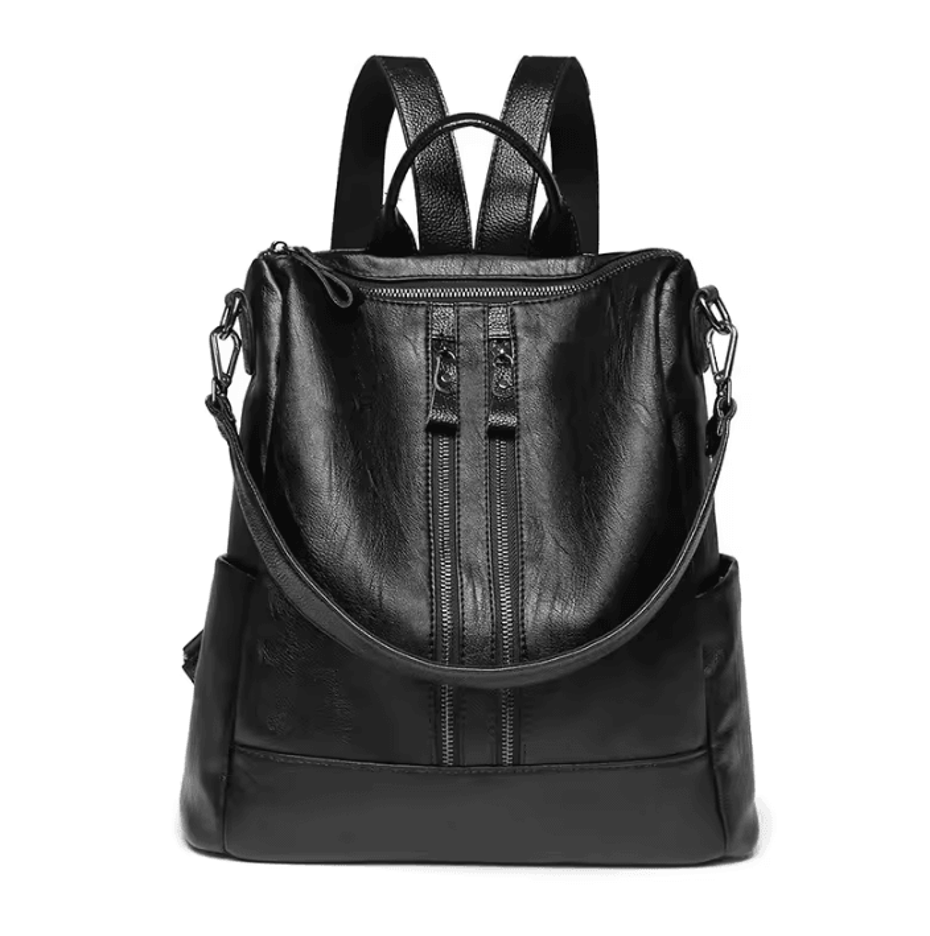 soft leather large capacity backpack - casual college travel bag