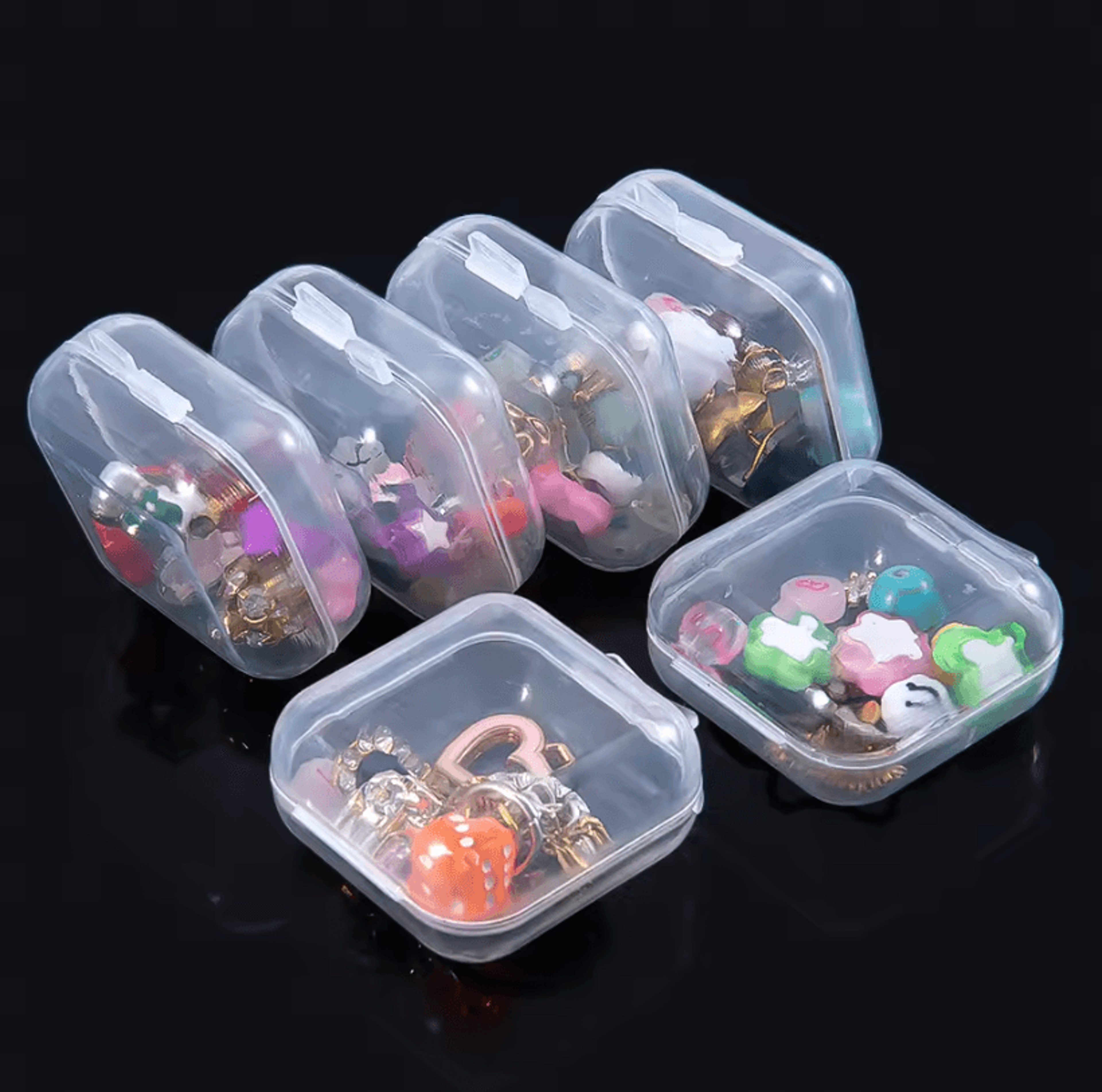5/20pcs mini transparent jewelry storage boxes - portable plastic organizer cases
