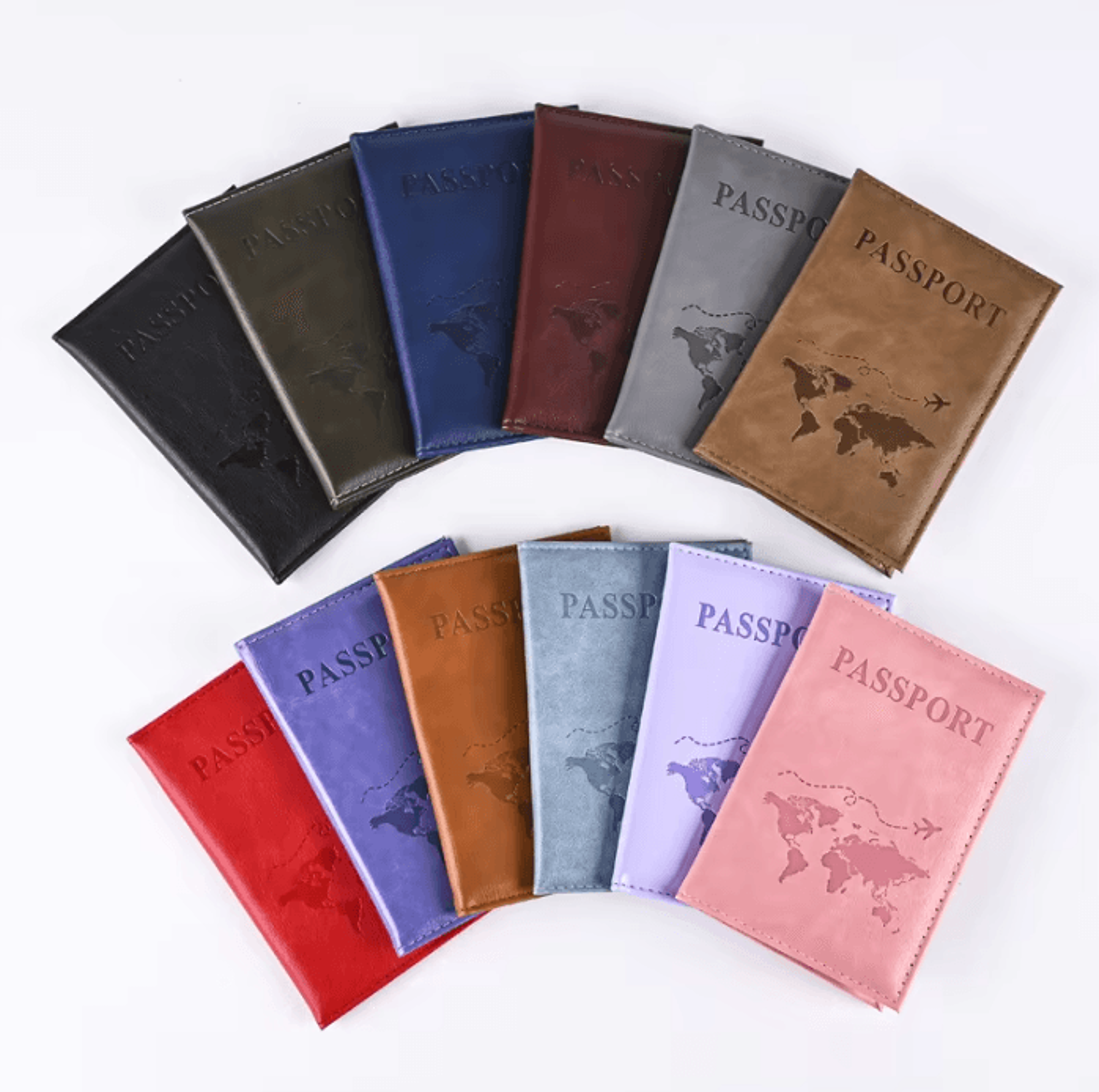colorful pu passport holder - travel cover with id and credit card slots