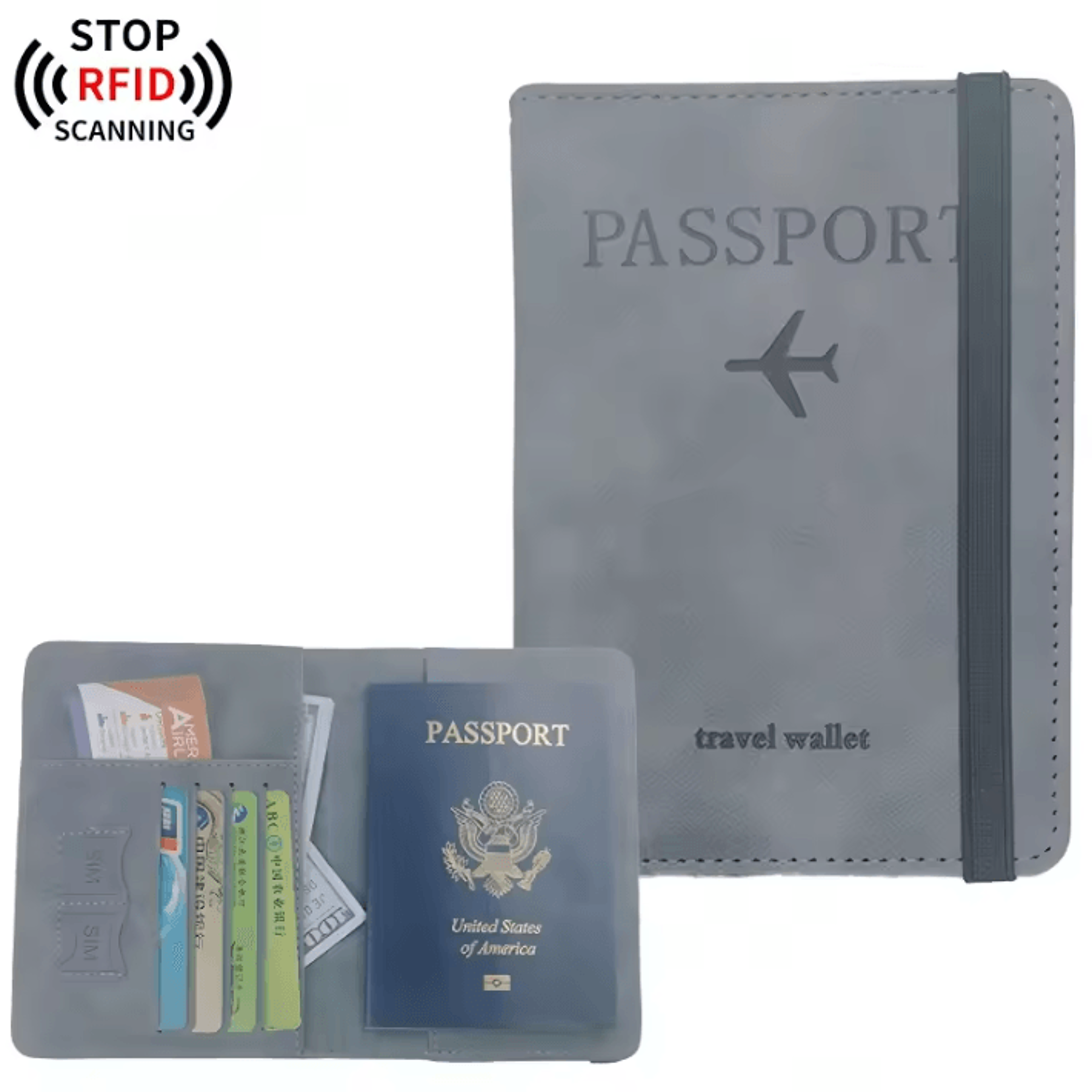 homefish pu leather passport wallet - travel card and document holder