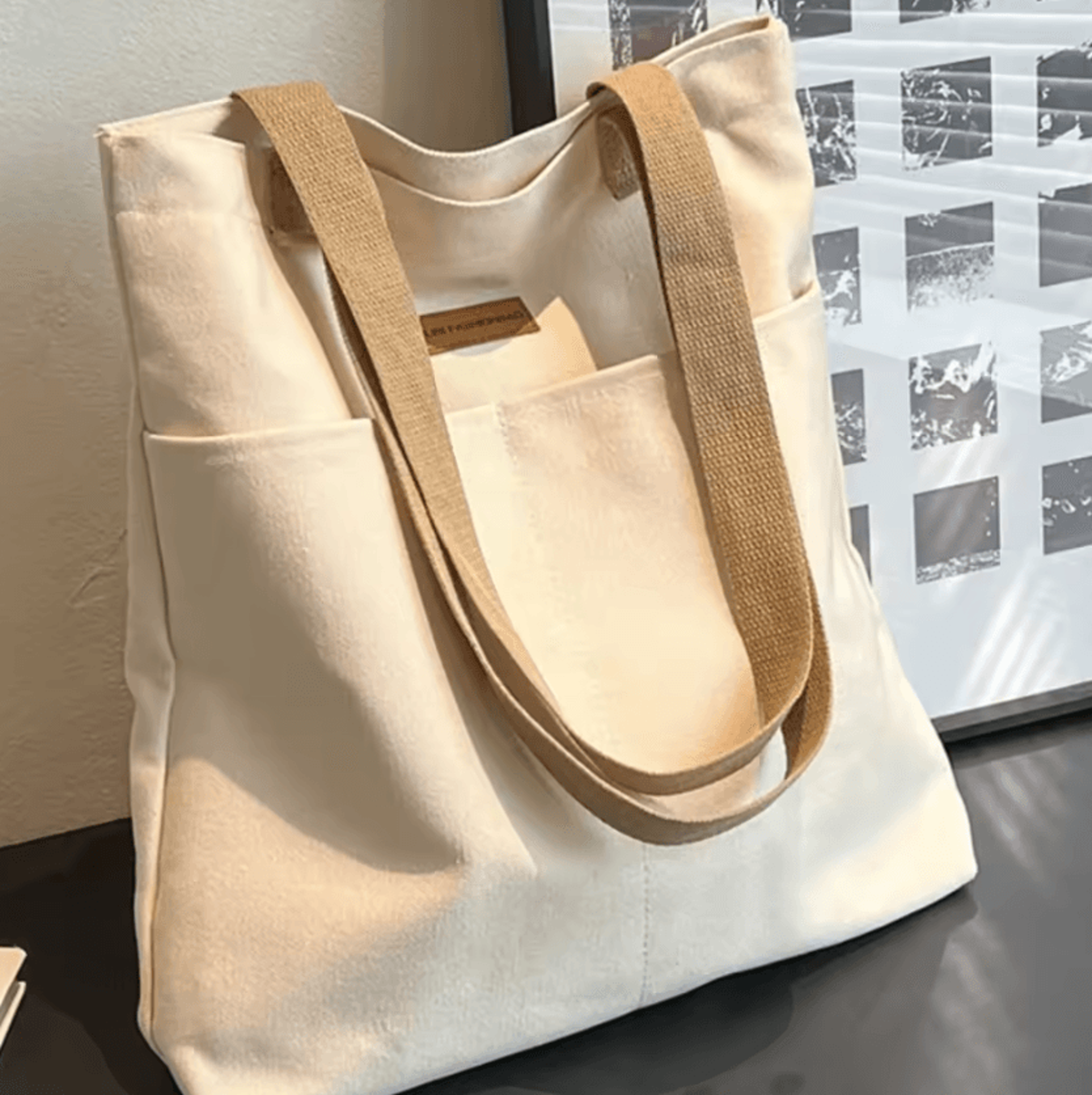 womens large capacity canvas tote bag - everyday commuter shoulder handbag