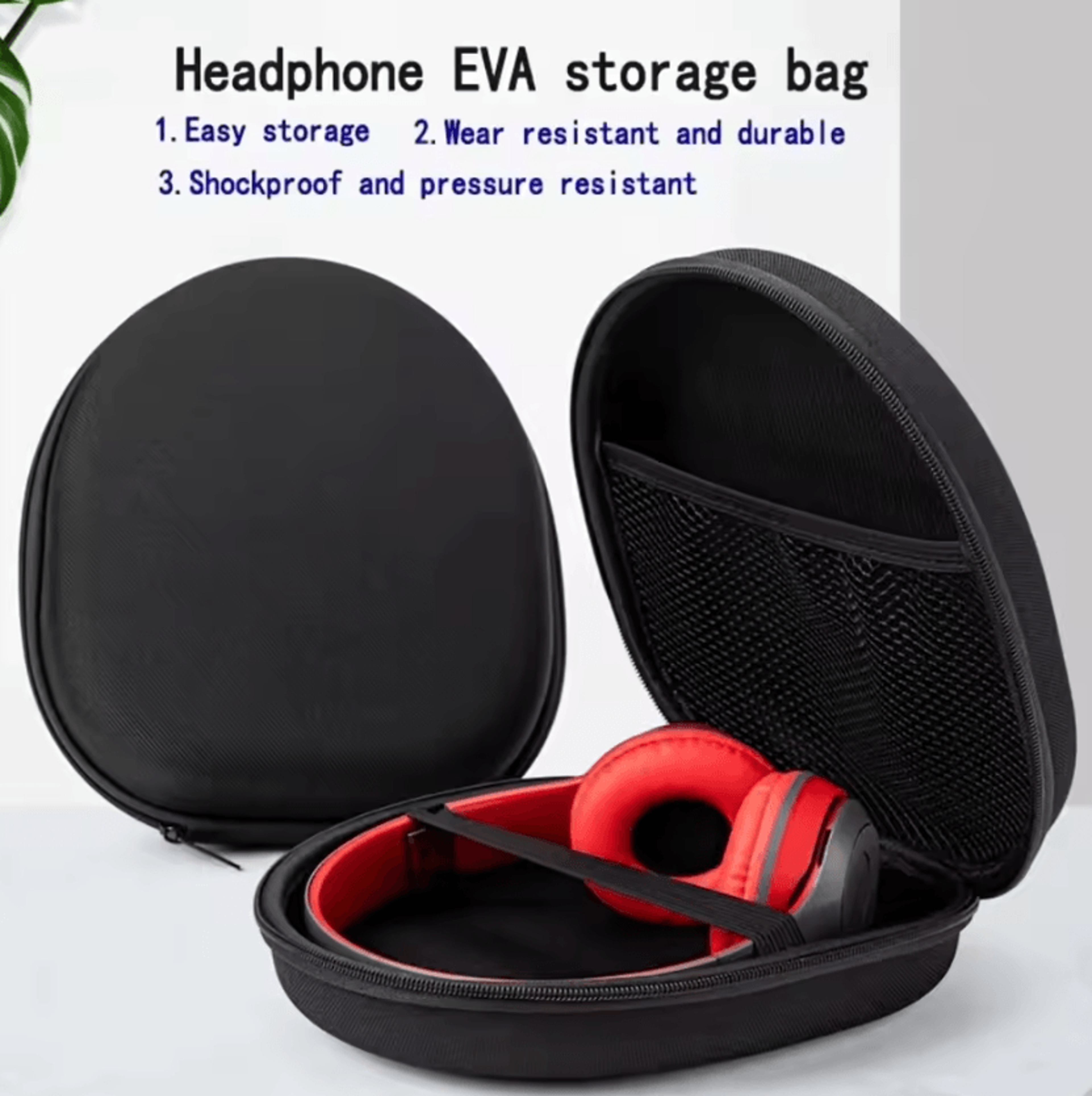portable hard shell headphone case - shockproof headset travel storage bag