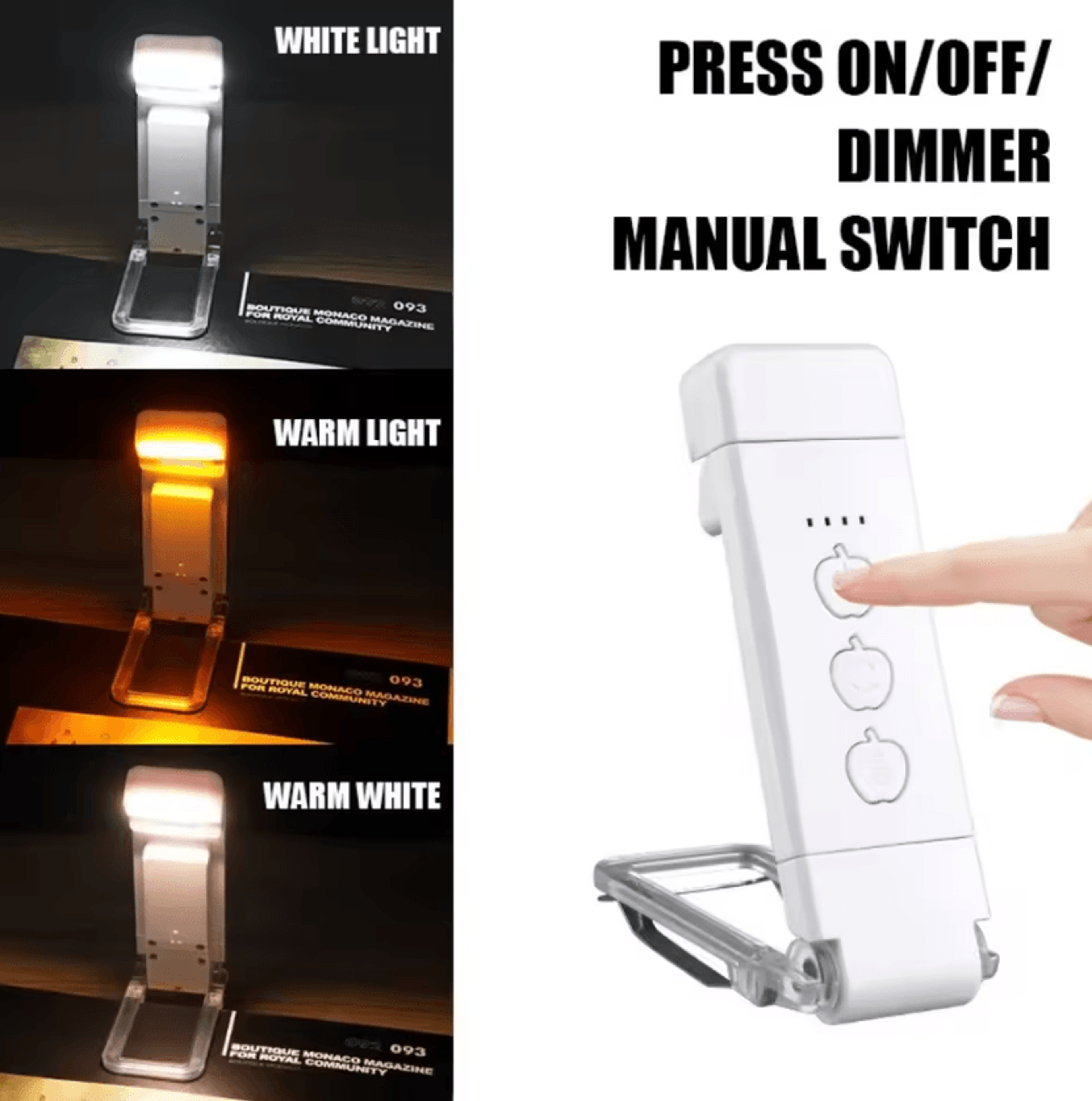 usb rechargeable mini book light - portable clip-on led reading lamp