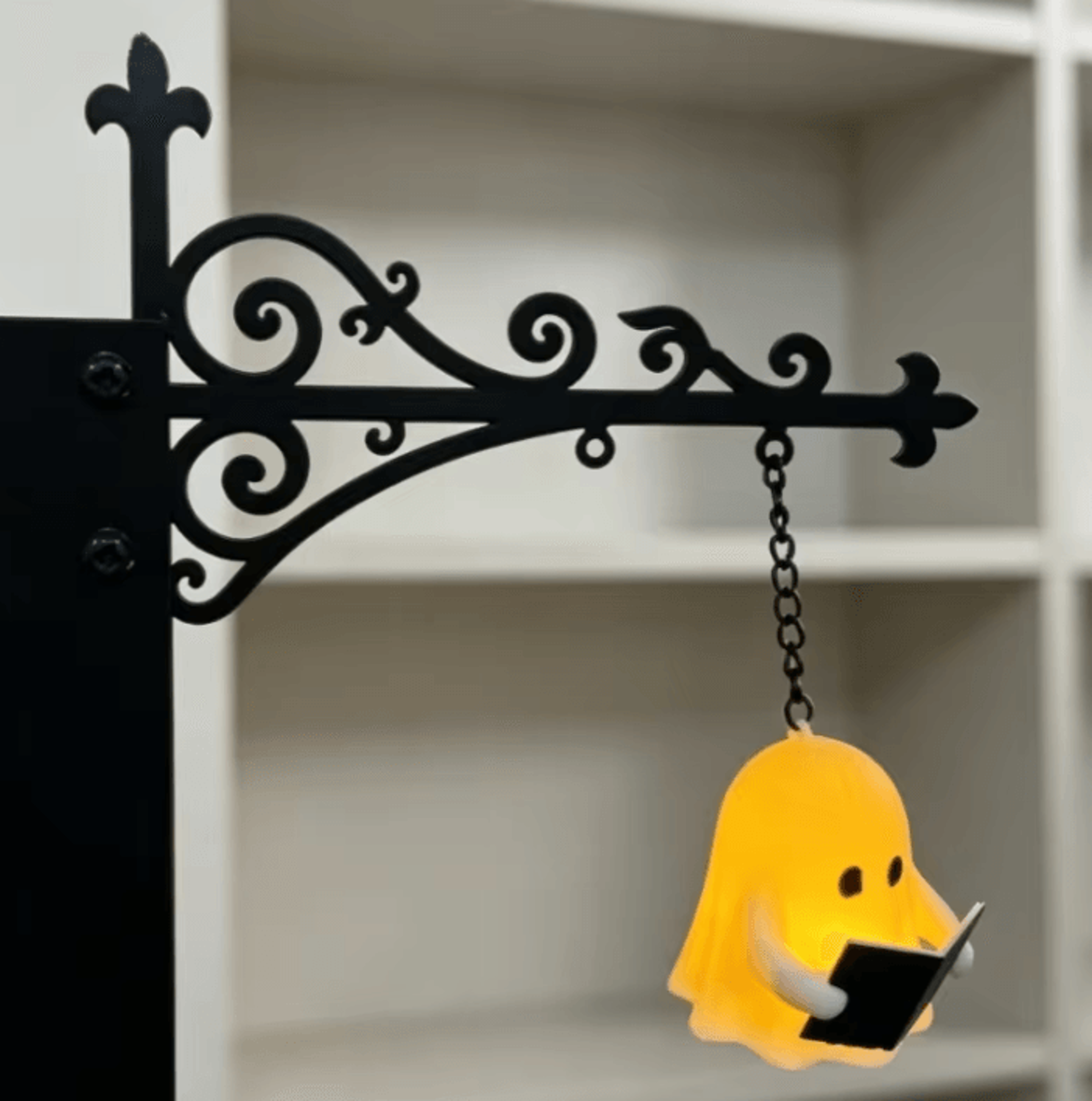 halloween hanging ghost reading lamp - warm led book lover wall decor