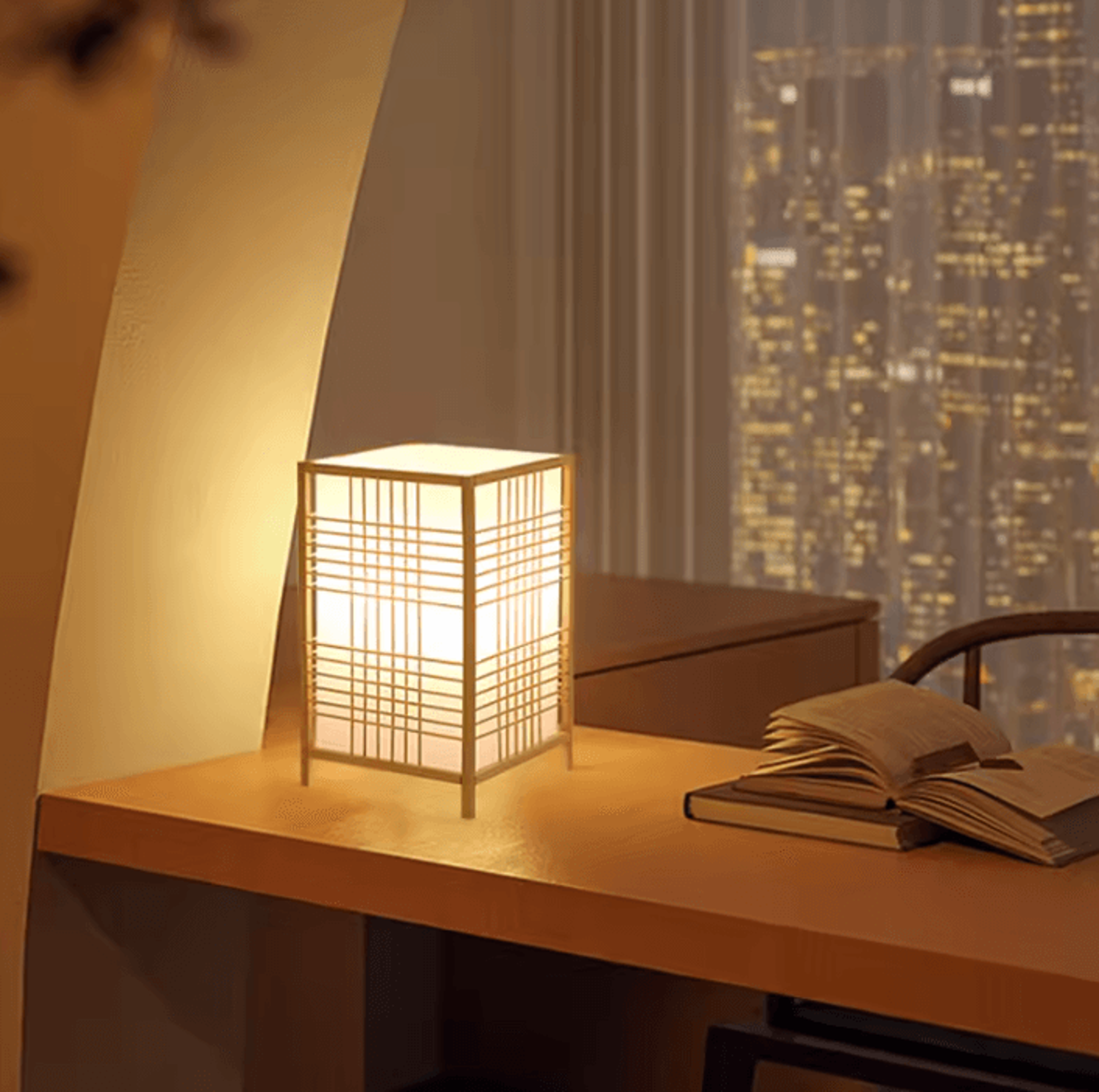 japanese bamboo woven table lamp - minimalist bedside desk light