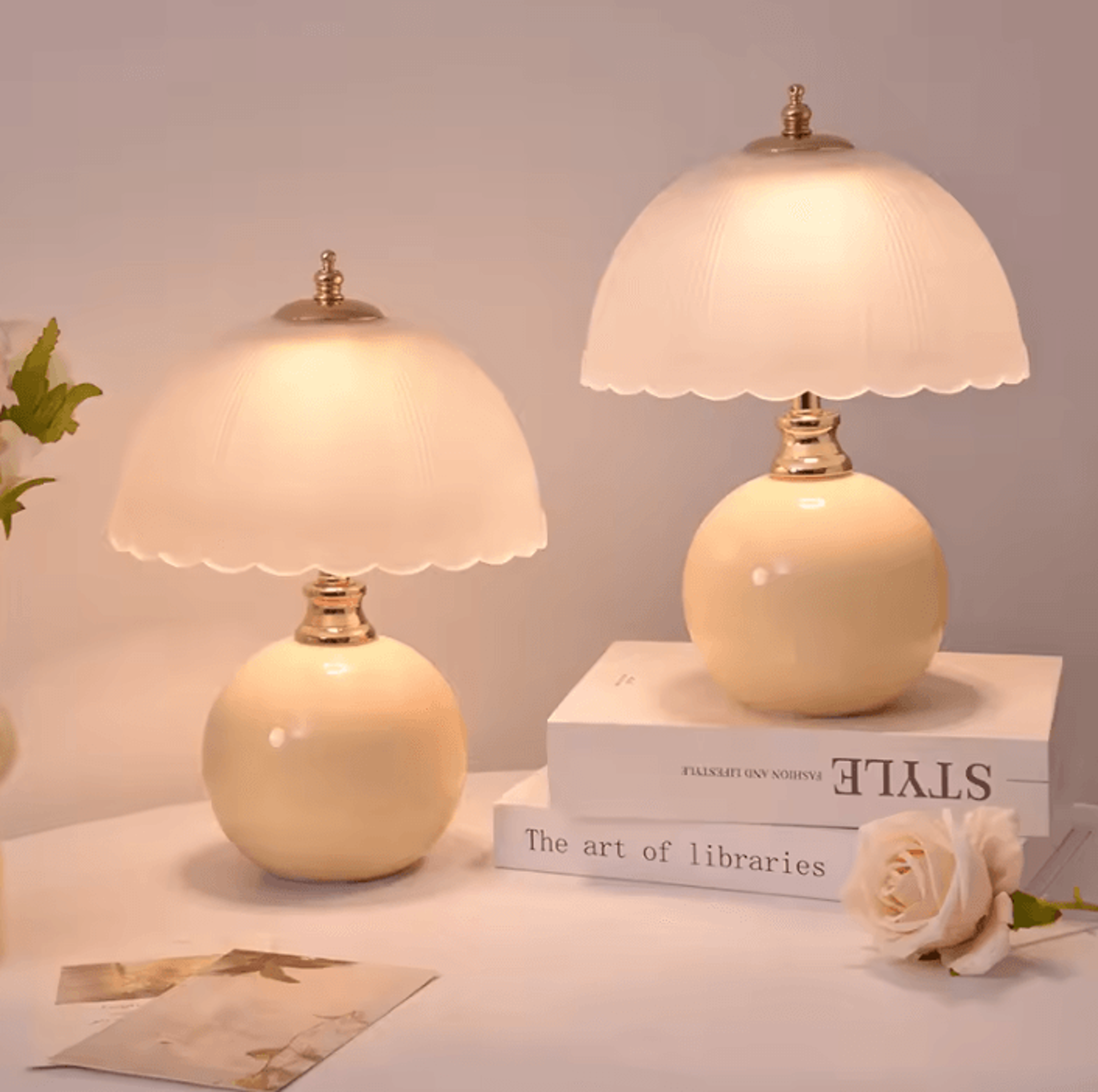 modern ceramic glass bedside table lamp - warm minimalist reading light