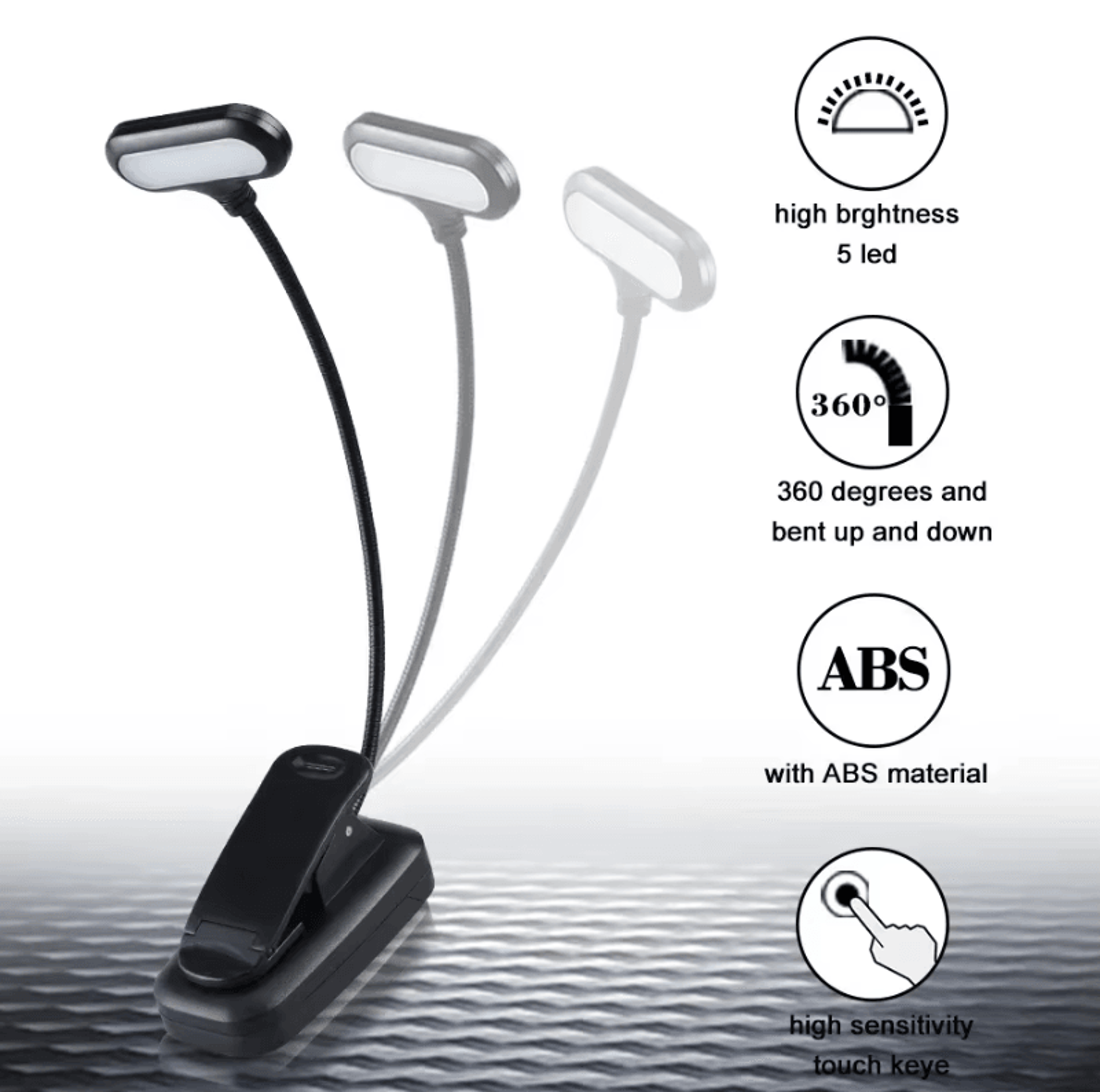 mini led clip on book light - adjustable battery powered reading lamp