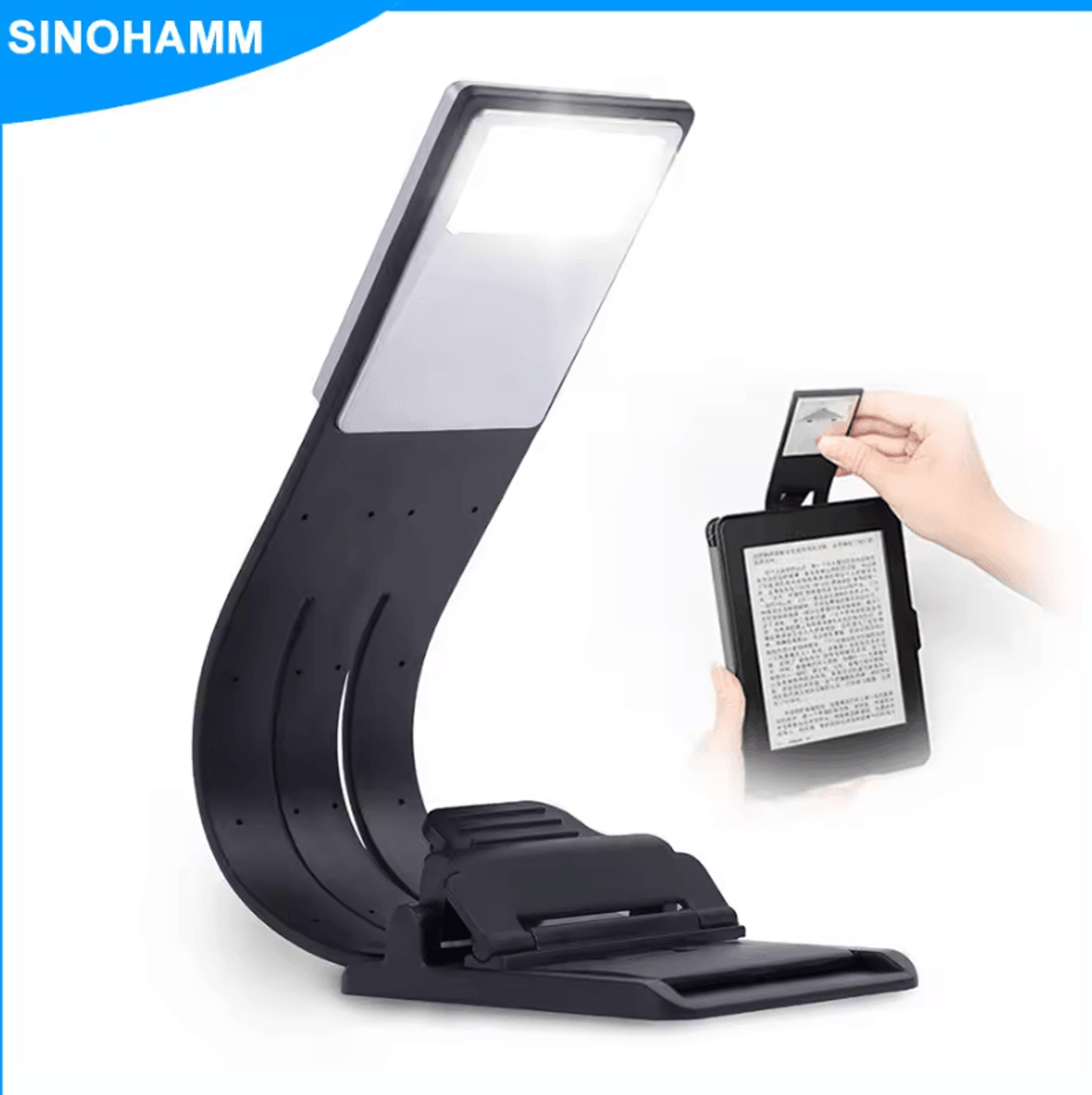 rechargeable bookmark book light - 3 color folding kindle reading lamp