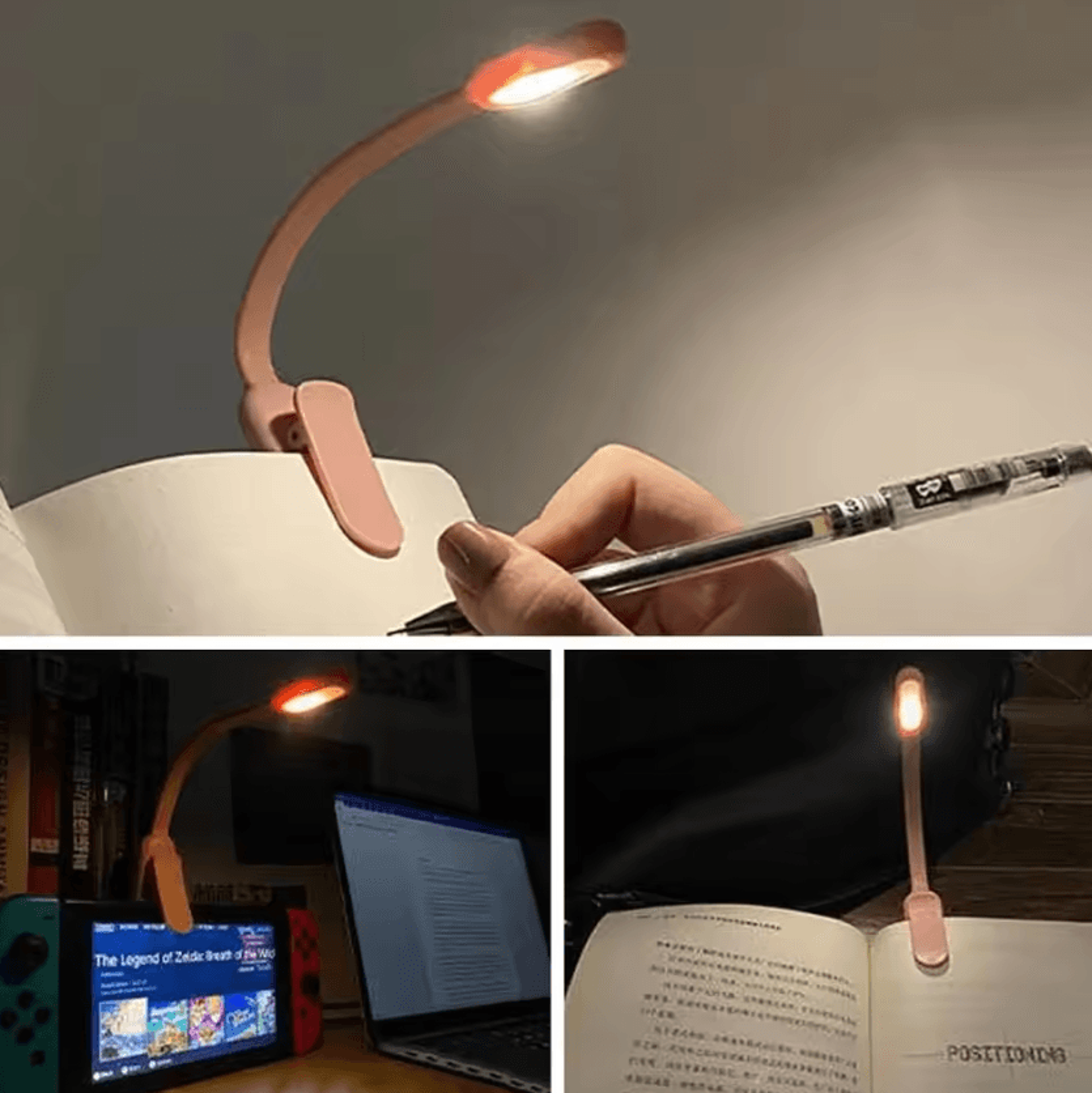 rechargeable mini clip on book light - flexible led bedside reading lamp