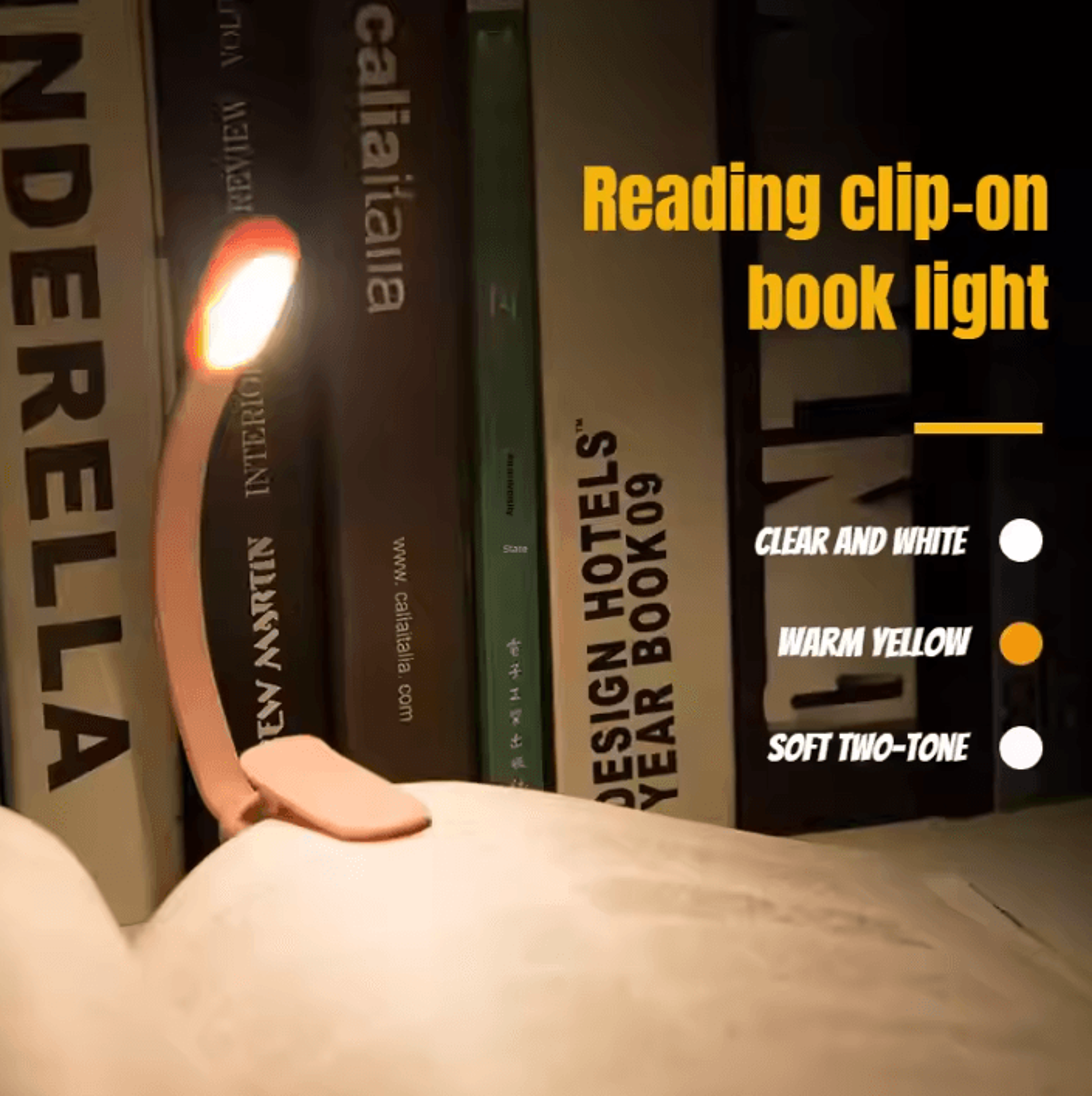 rechargeable mini led clip on book light - flexible portable reading lamp