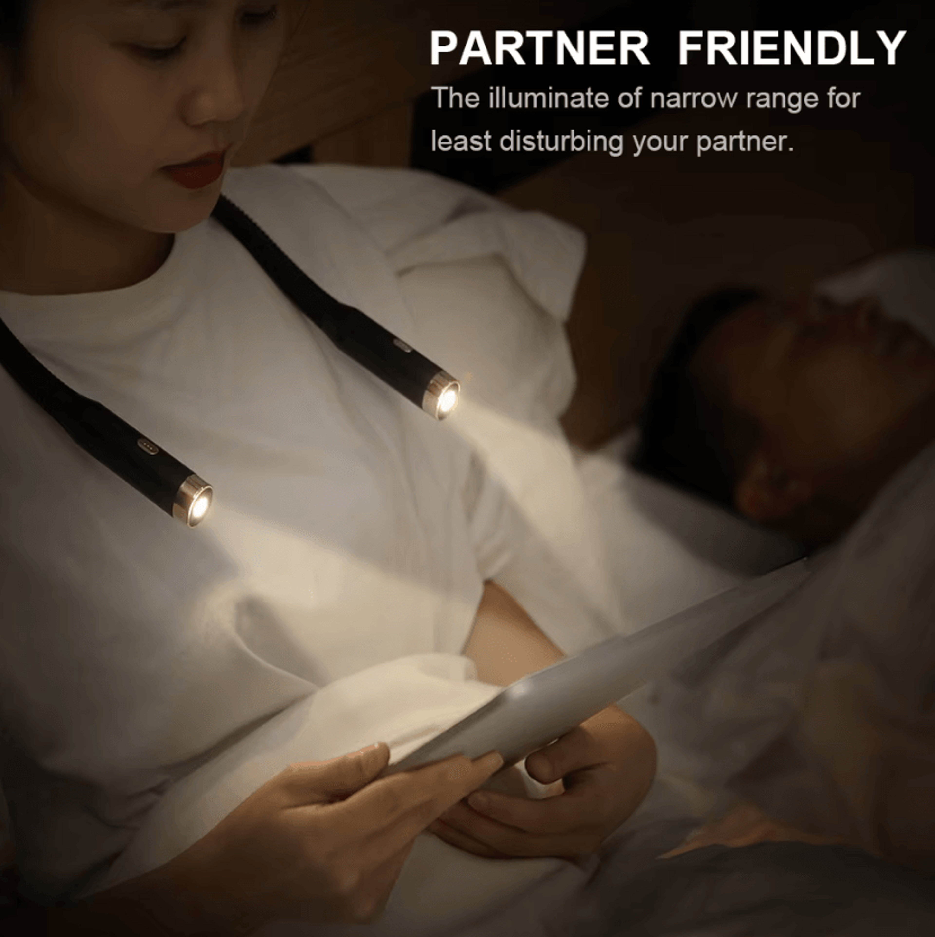 rechargeable led neck reading light - 3 mode hands free book lamp
