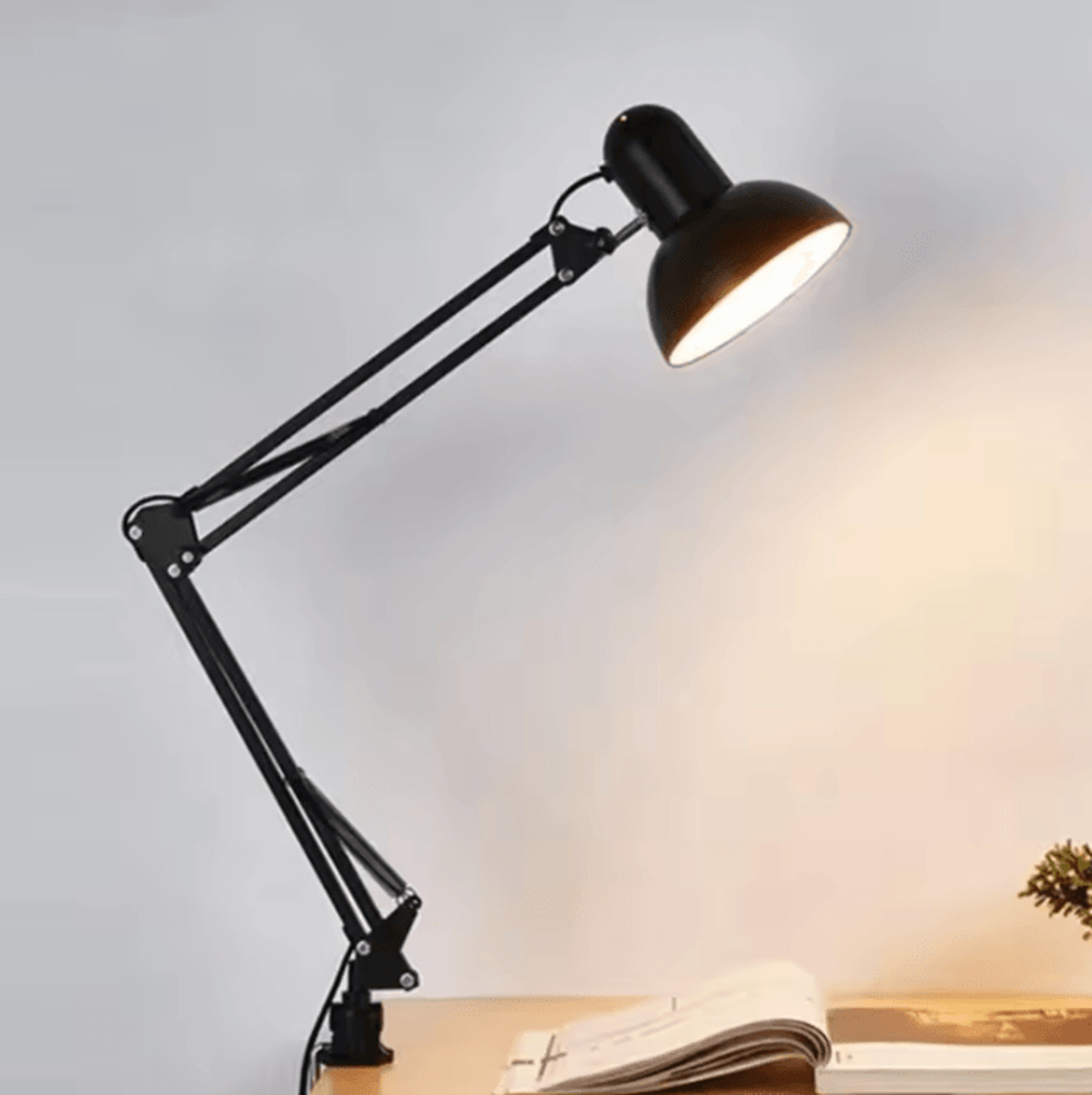 foldable telescopic clip on reading lamp - adjustable desk and book light