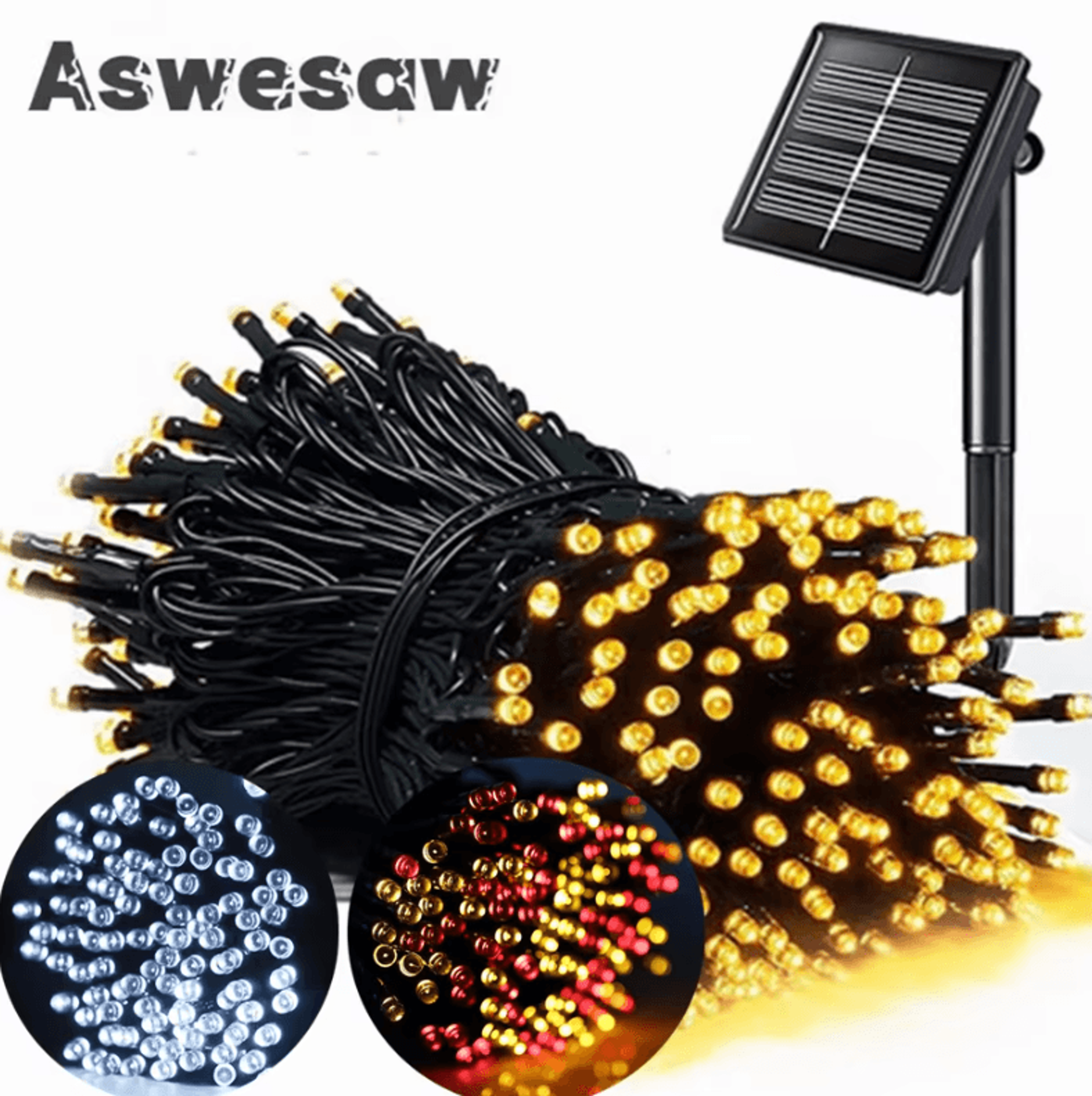 32m solar led fairy string lights - waterproof 8 mode outdoor lights