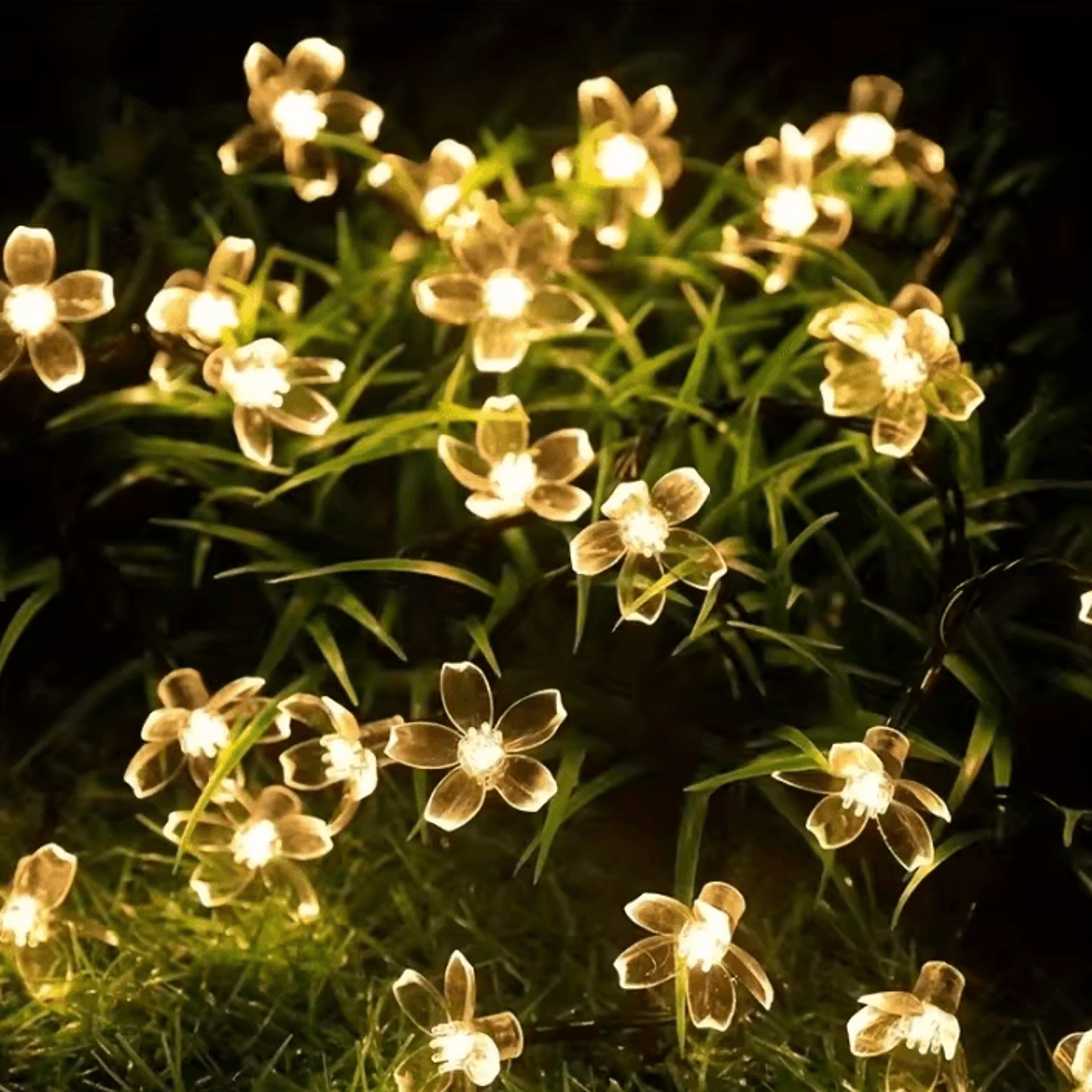 6.5m 30 led solar sakura string lights - waterproof cherry blossom garden lights