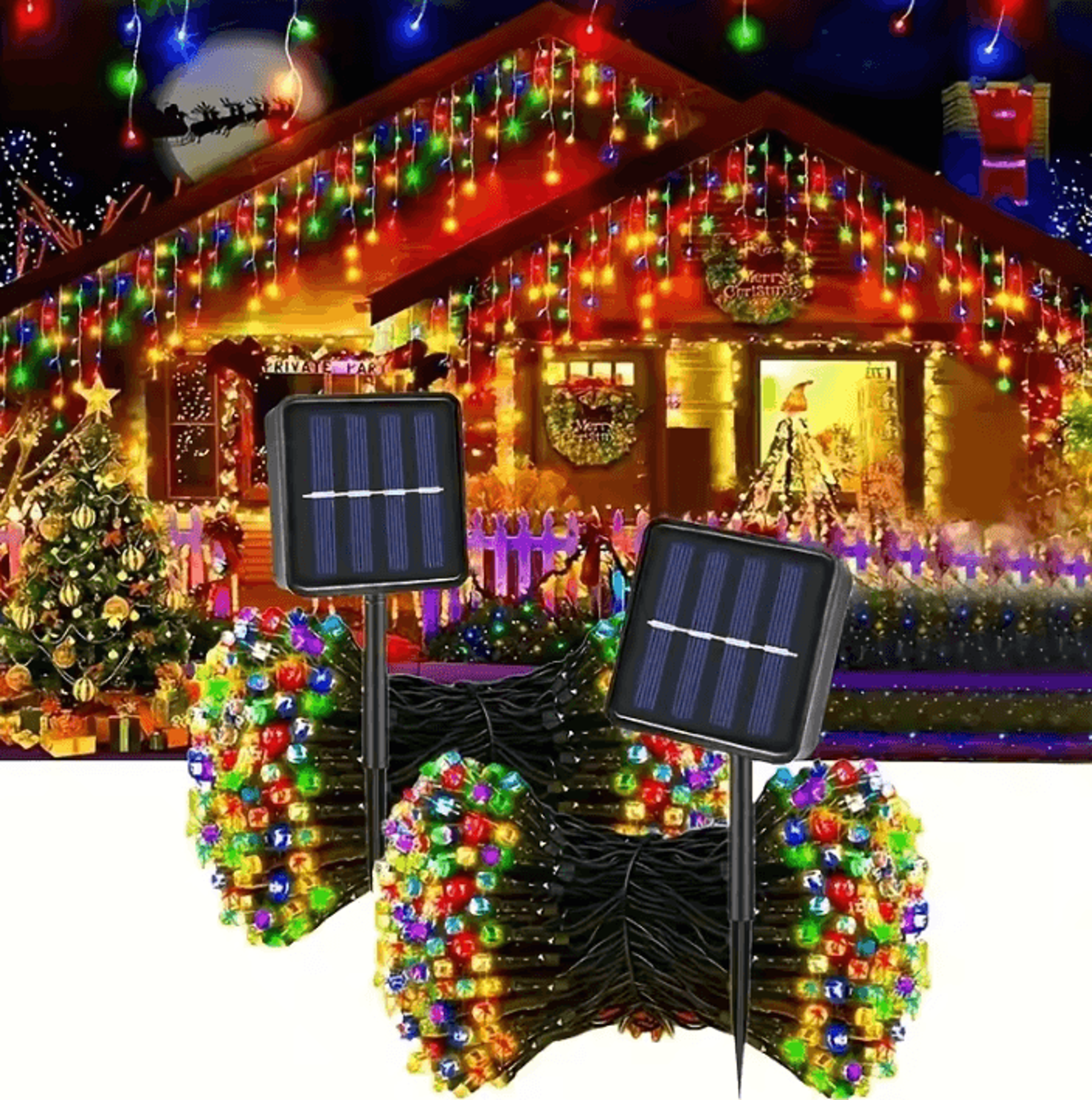 solar led fairy string lights - 8 mode waterproof outdoor lights