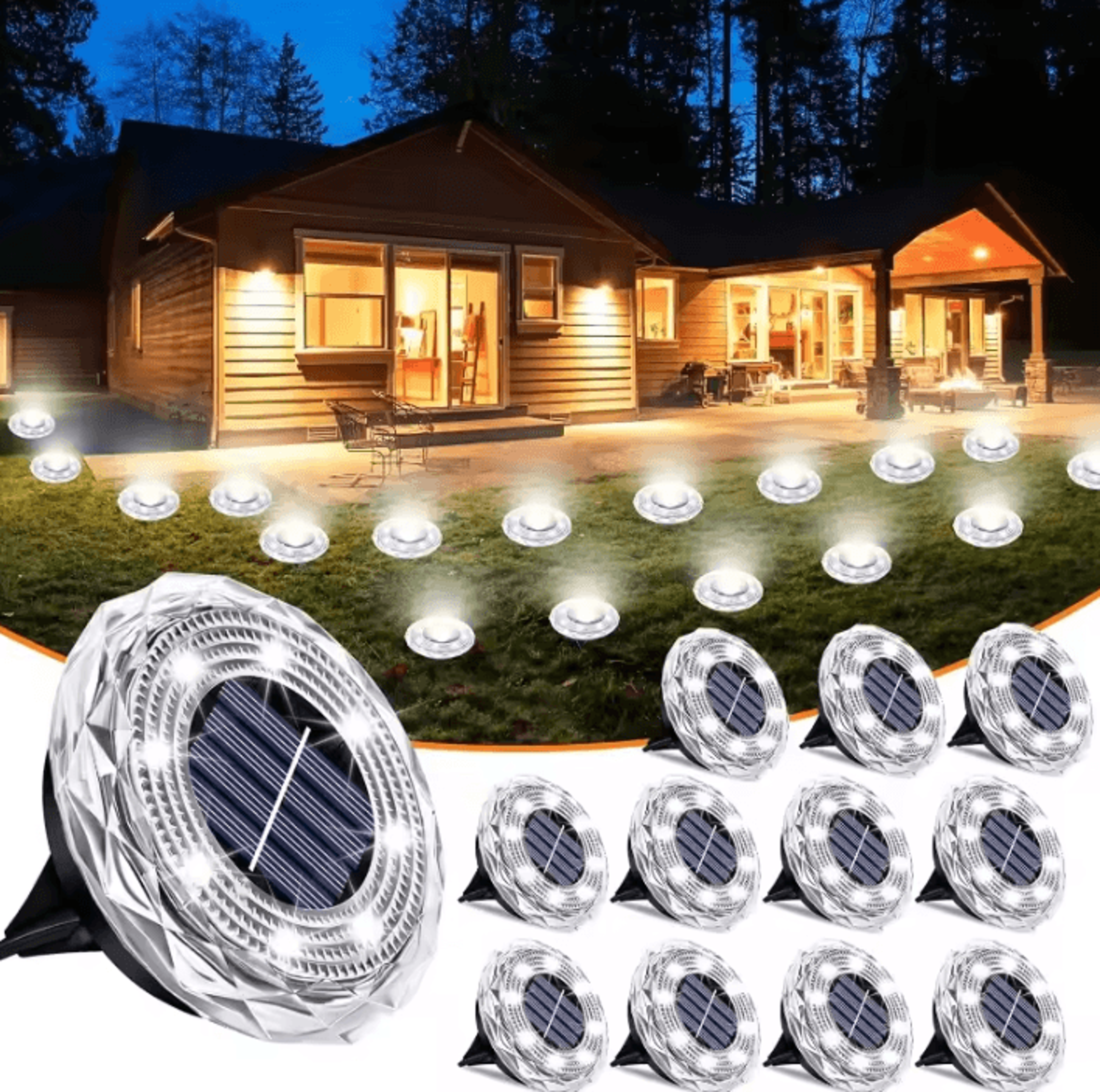 8 led solar ground lights - waterproof outdoor lawn and pathway lights