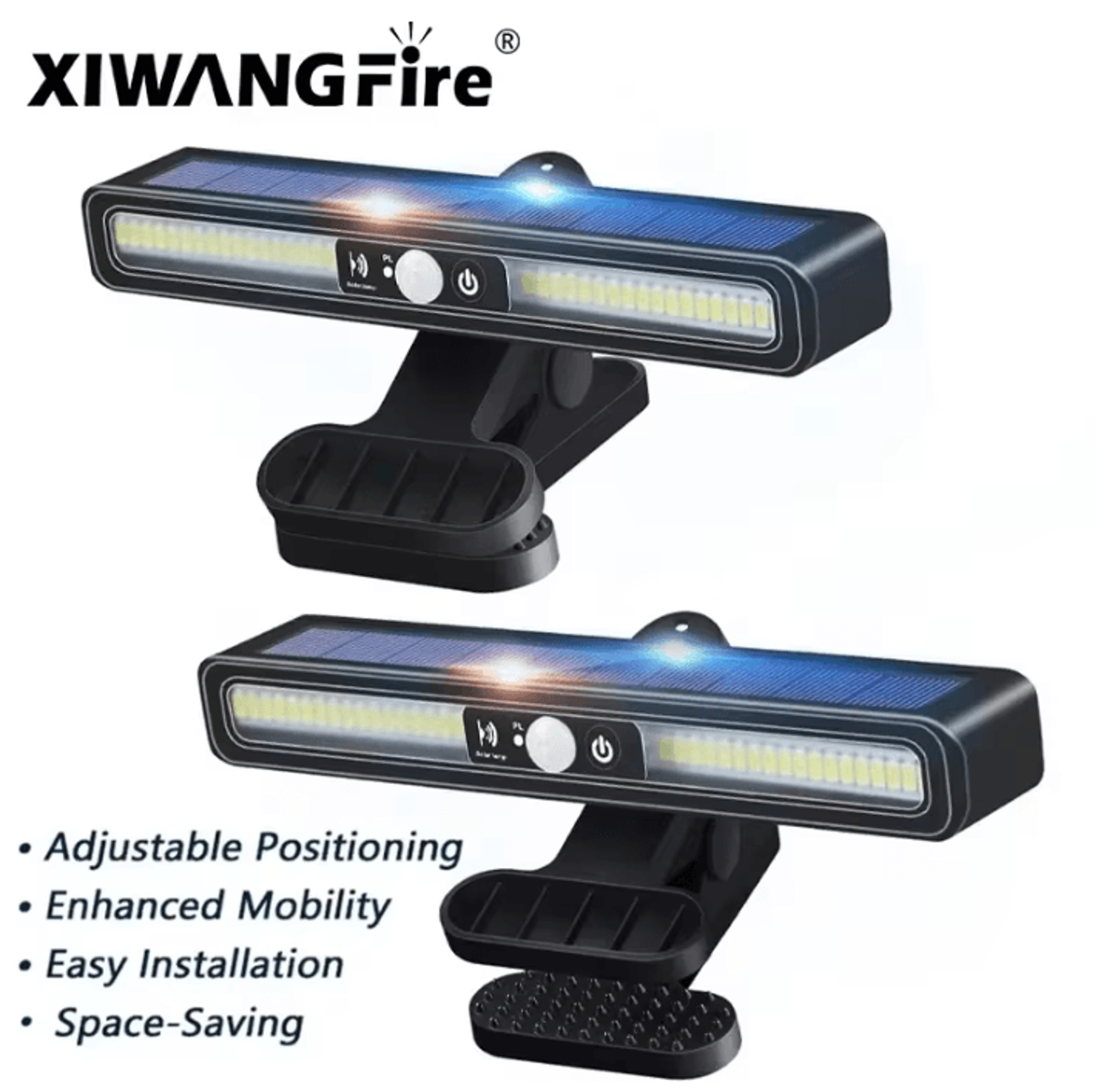 xiwangfire 36 led solar motion sensor light - waterproof clip on security lamp