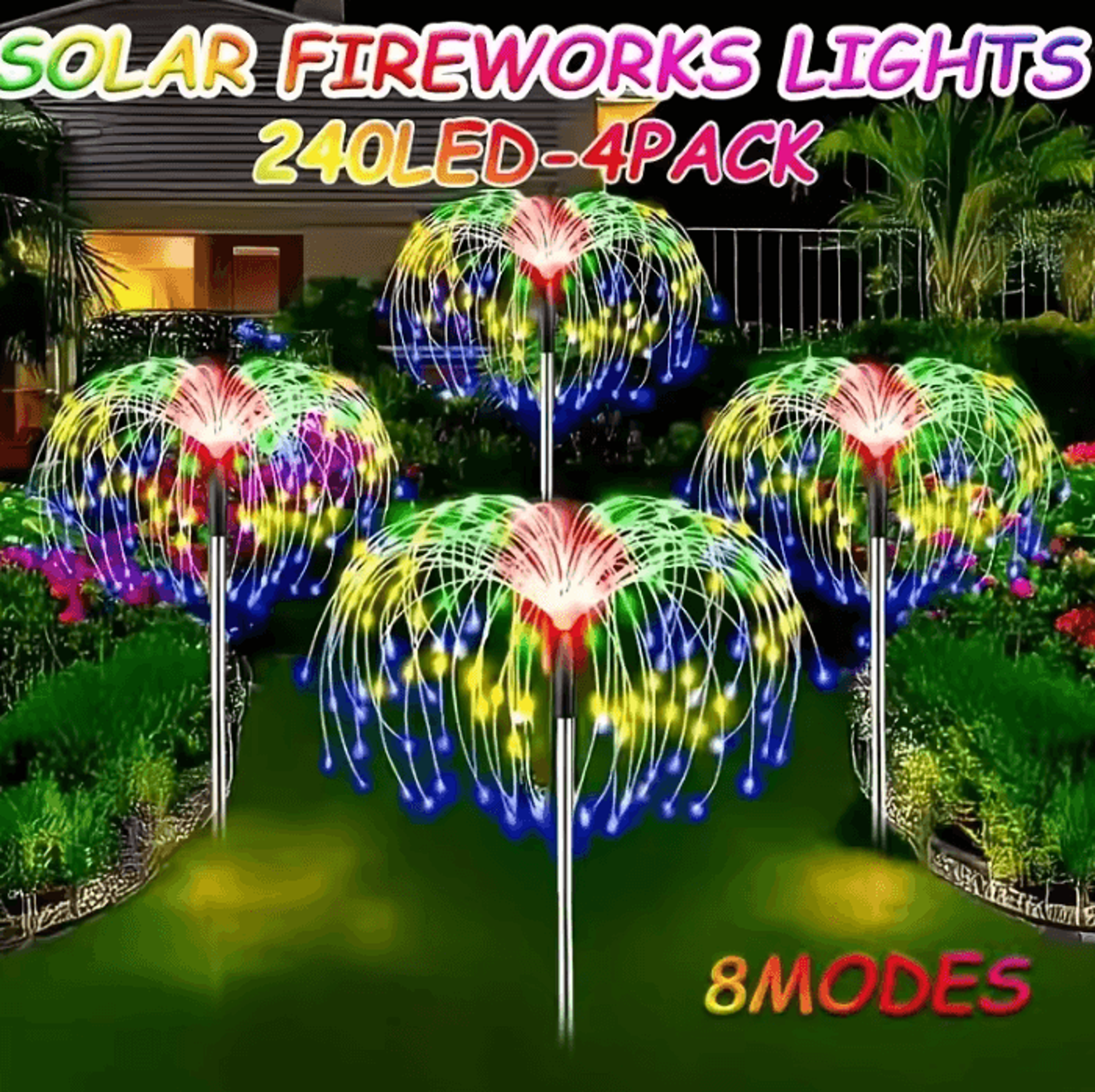 6 pack solar garden lights - 8 mode ip65 outdoor landscape lights