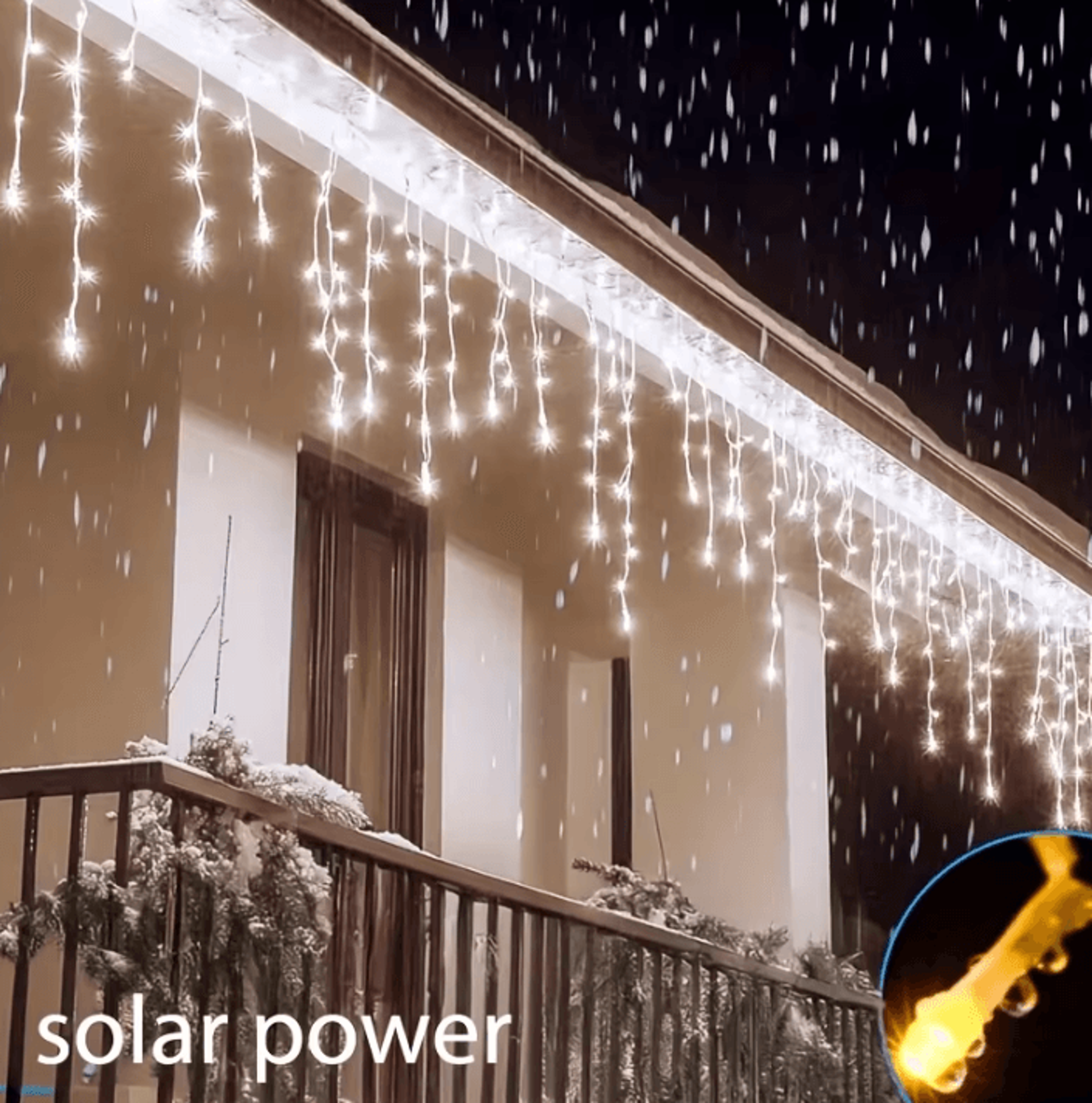 solar led icicle lights - 8 mode waterproof outdoor hanging lights