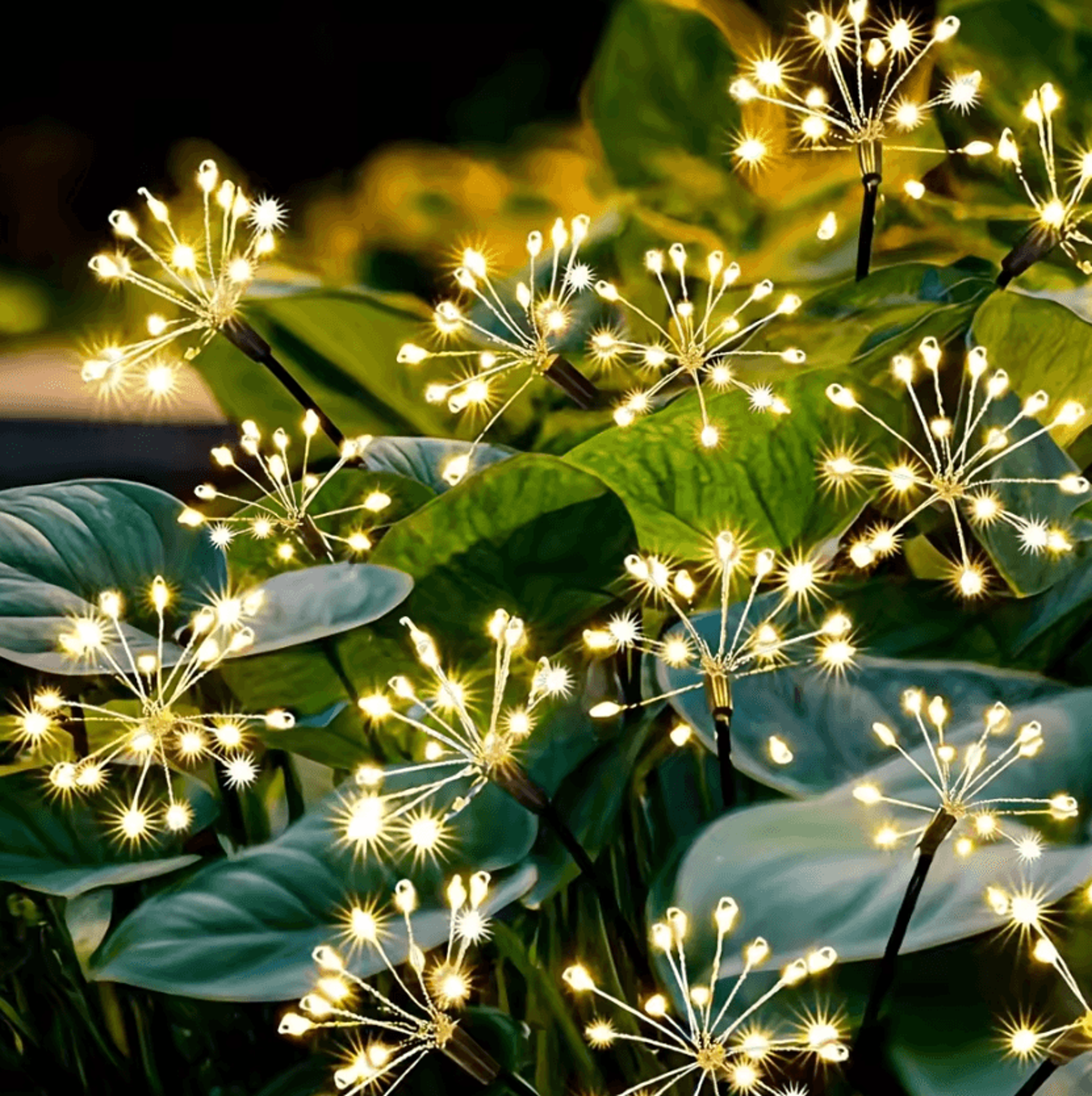 solar firework garden lights - warm white outdoor lawn decor