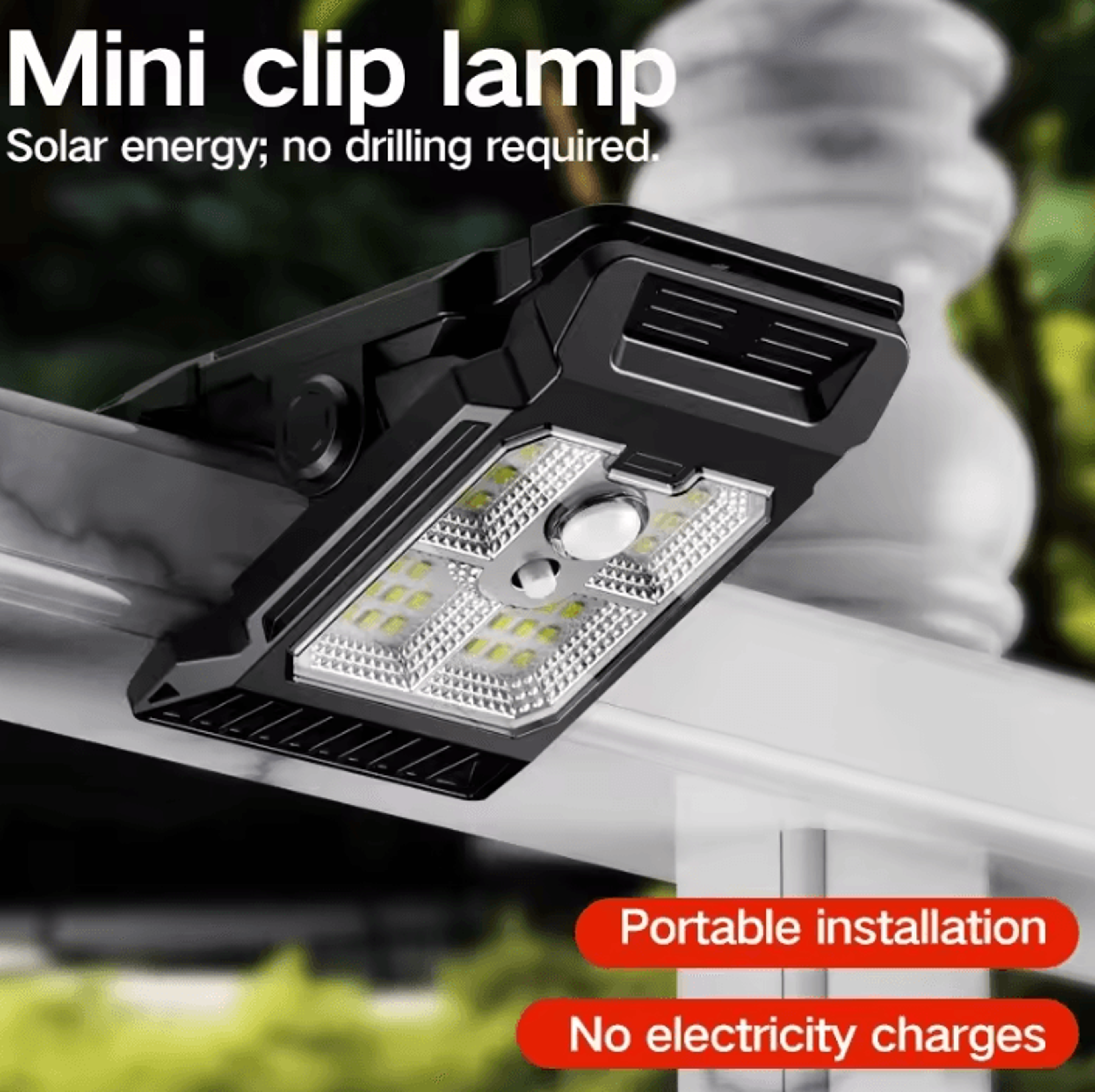 intelligent solar clip light - dusk to dawn outdoor garden lamp