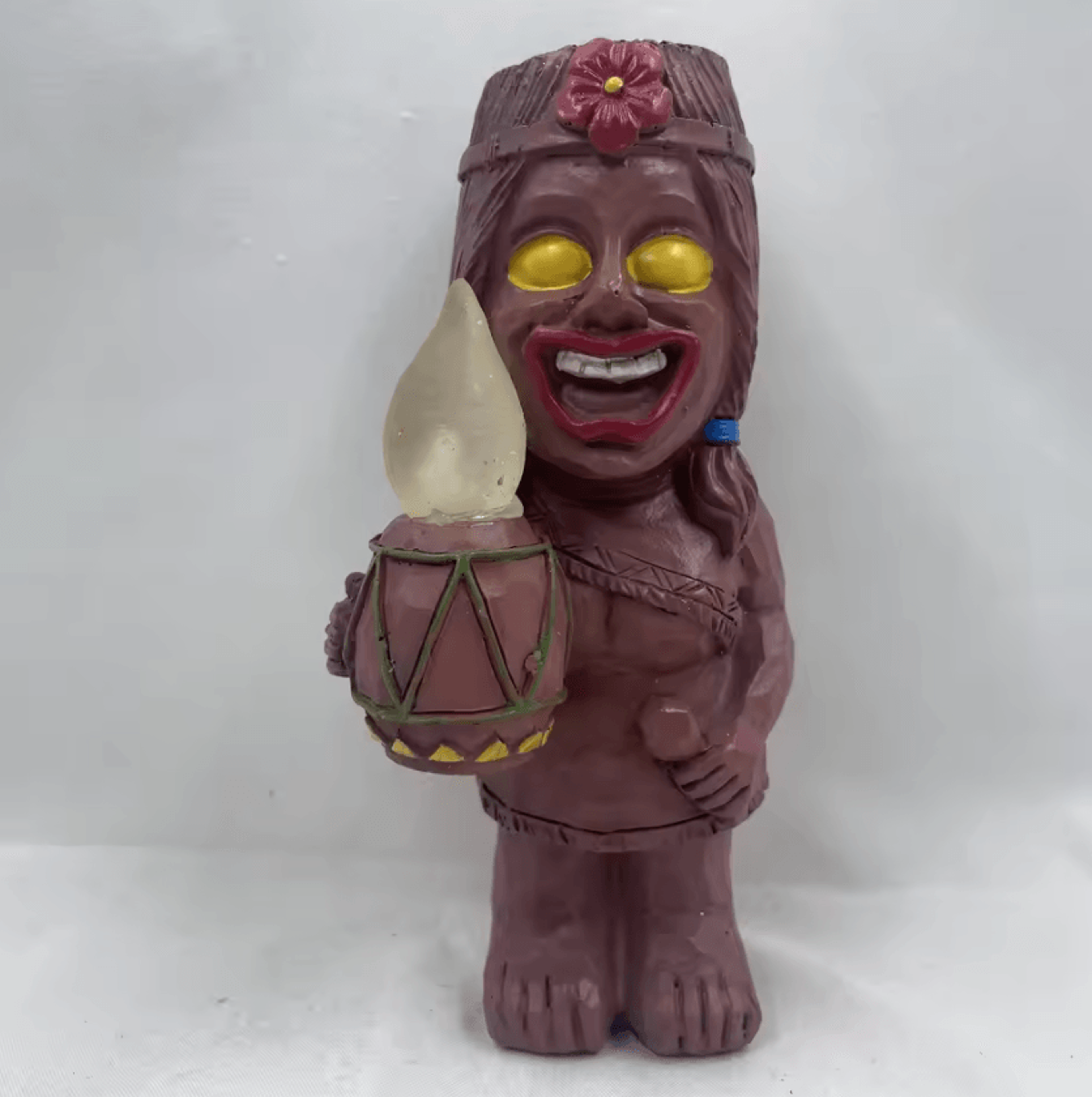 solar tiki totem garden statue - tropical outdoor patio light