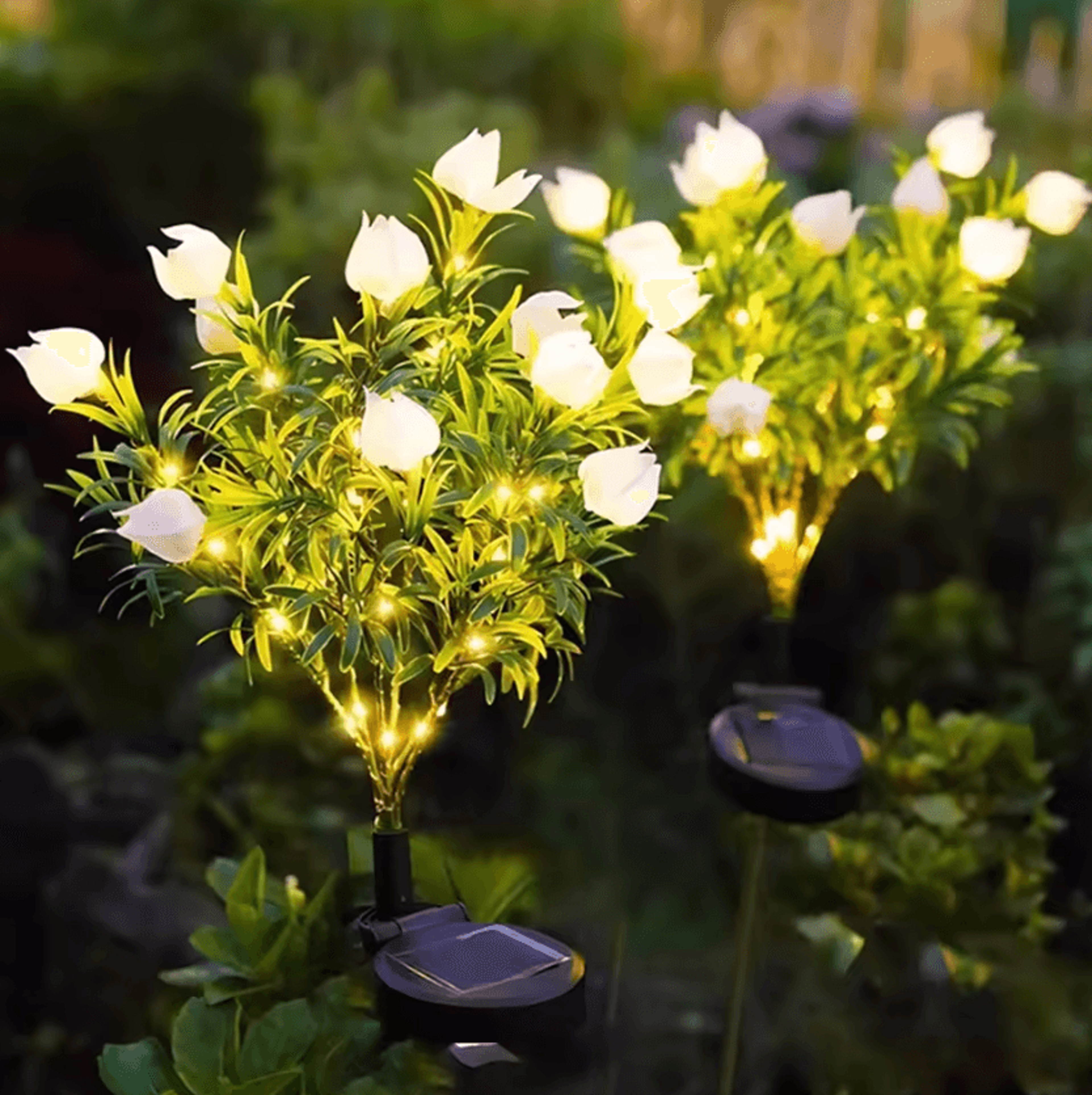 solar gardenia flower light - warm white outdoor garden stake lamp