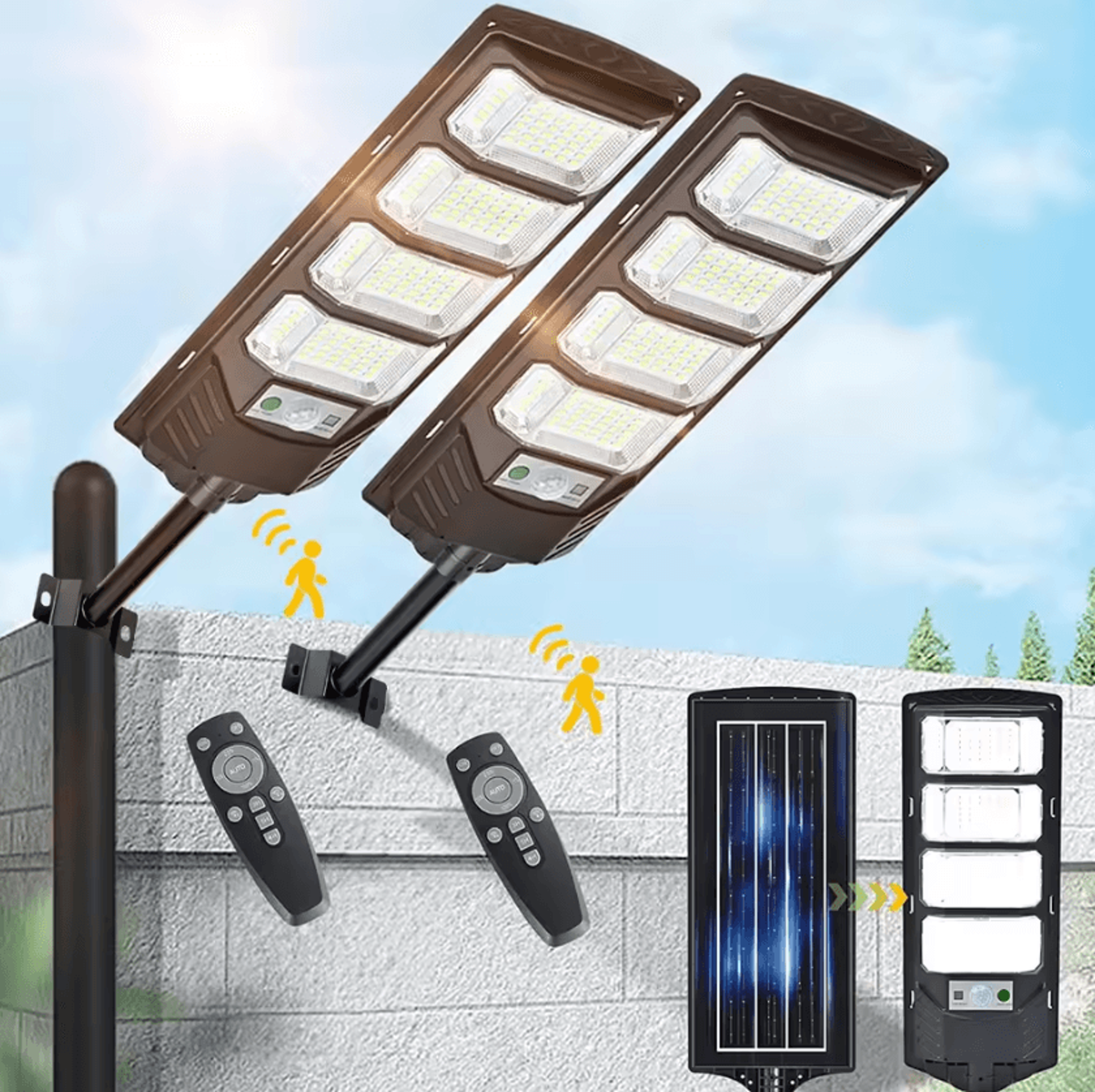 80000lm 192led solar street light - motion sensor outdoor security lamp