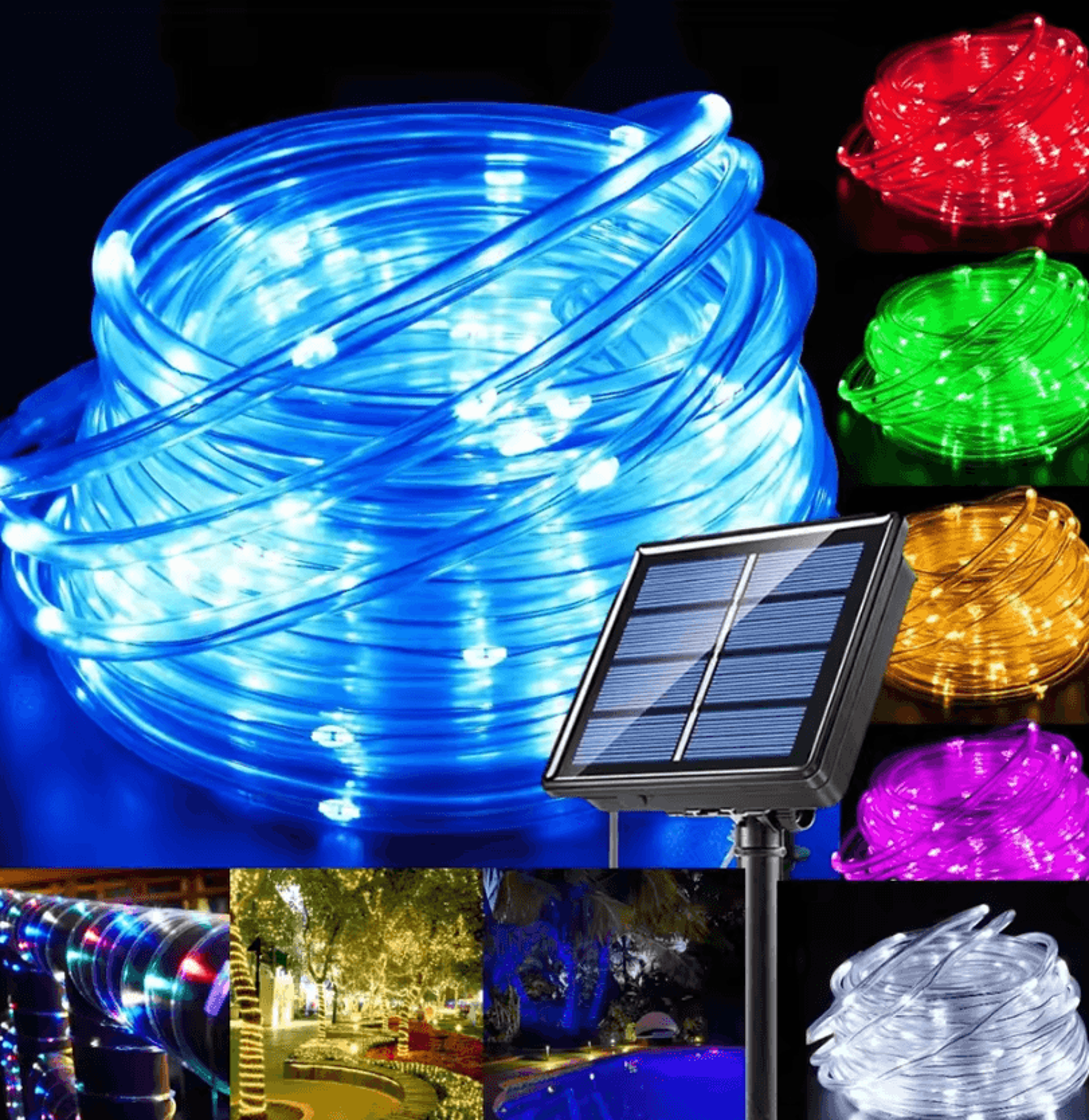 7m-32m solar rope lights - waterproof outdoor led string lights