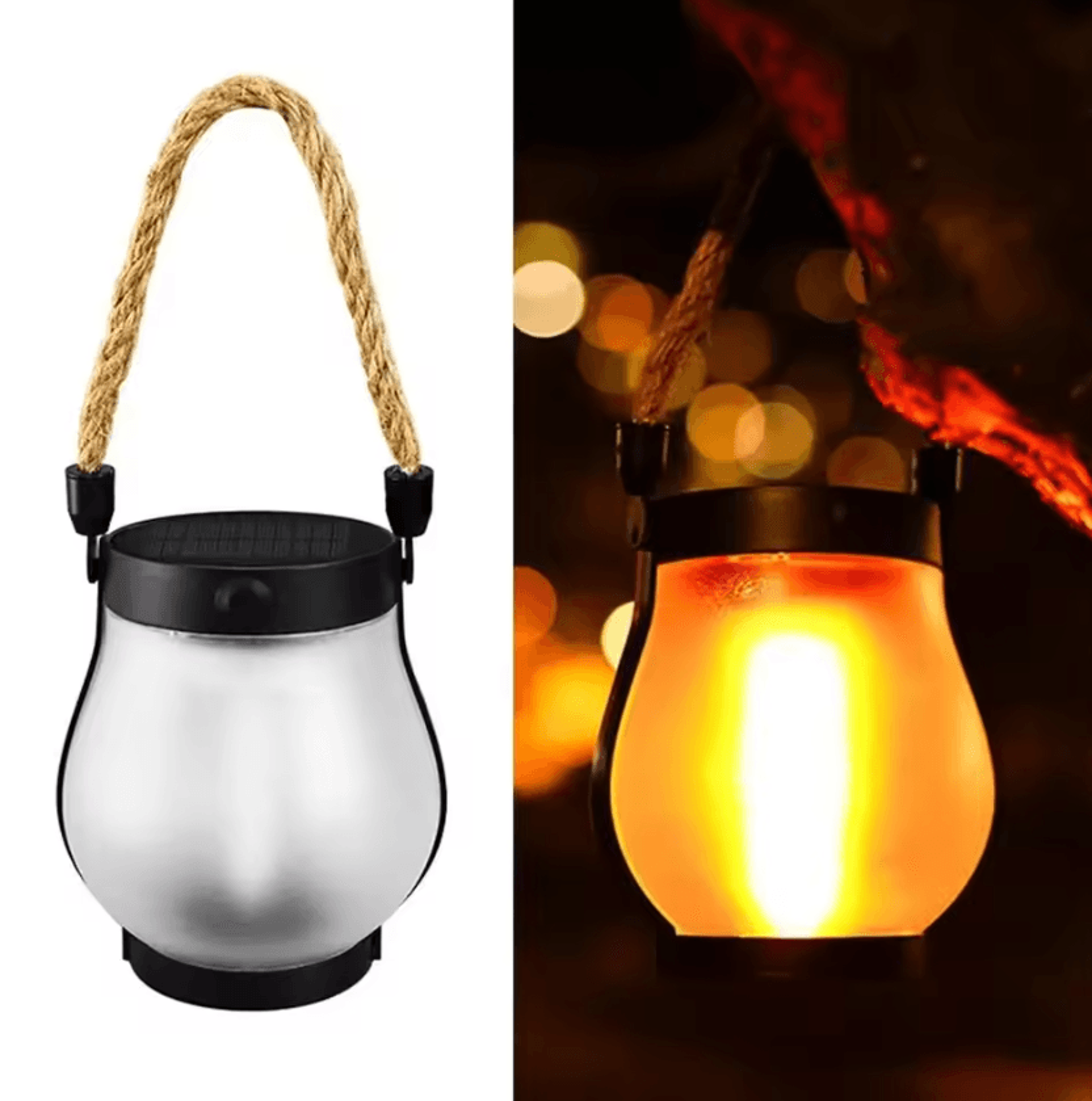 800 lumen solar camping lantern - usb rechargeable flame light