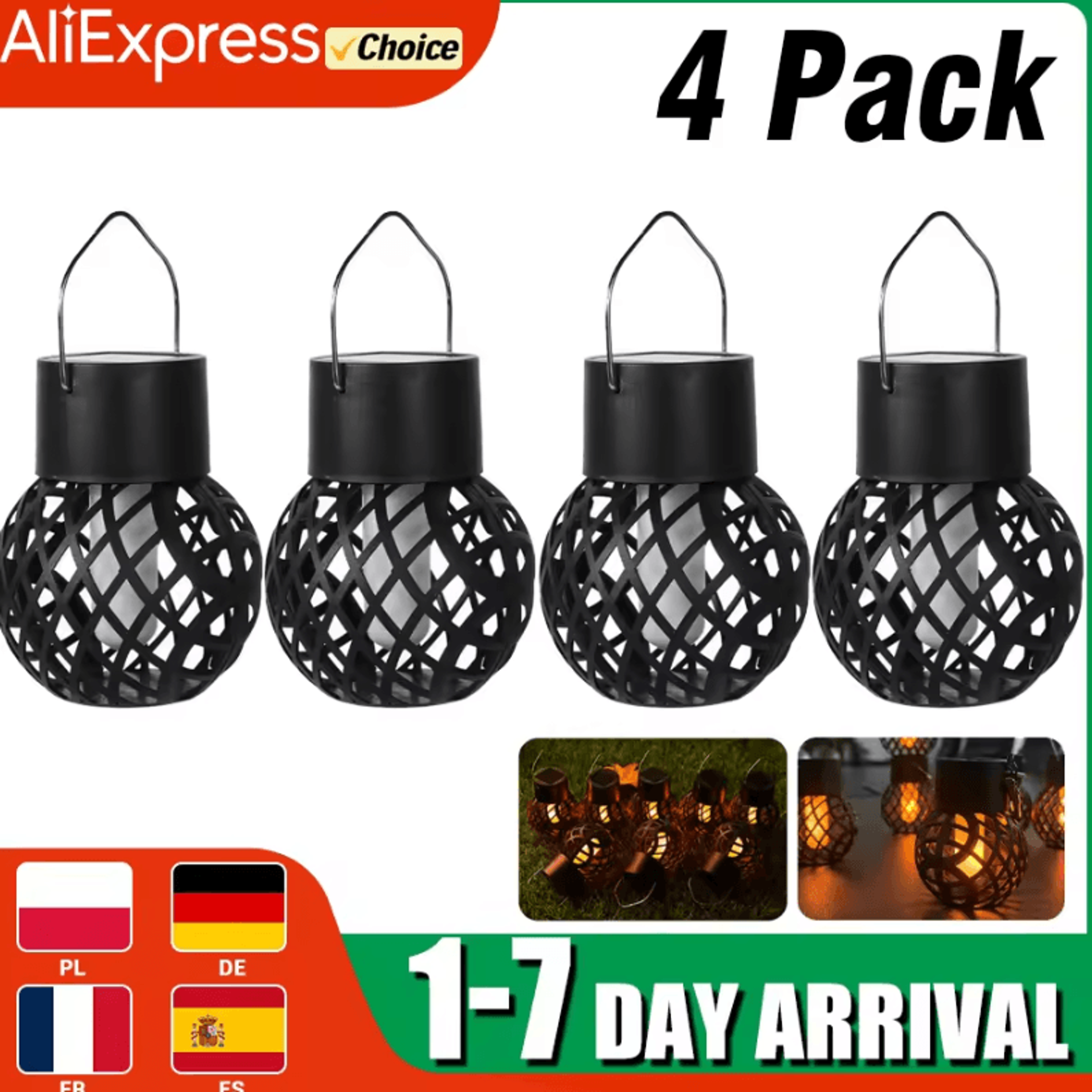 retro solar flame lantern - ip65 outdoor hanging garden light