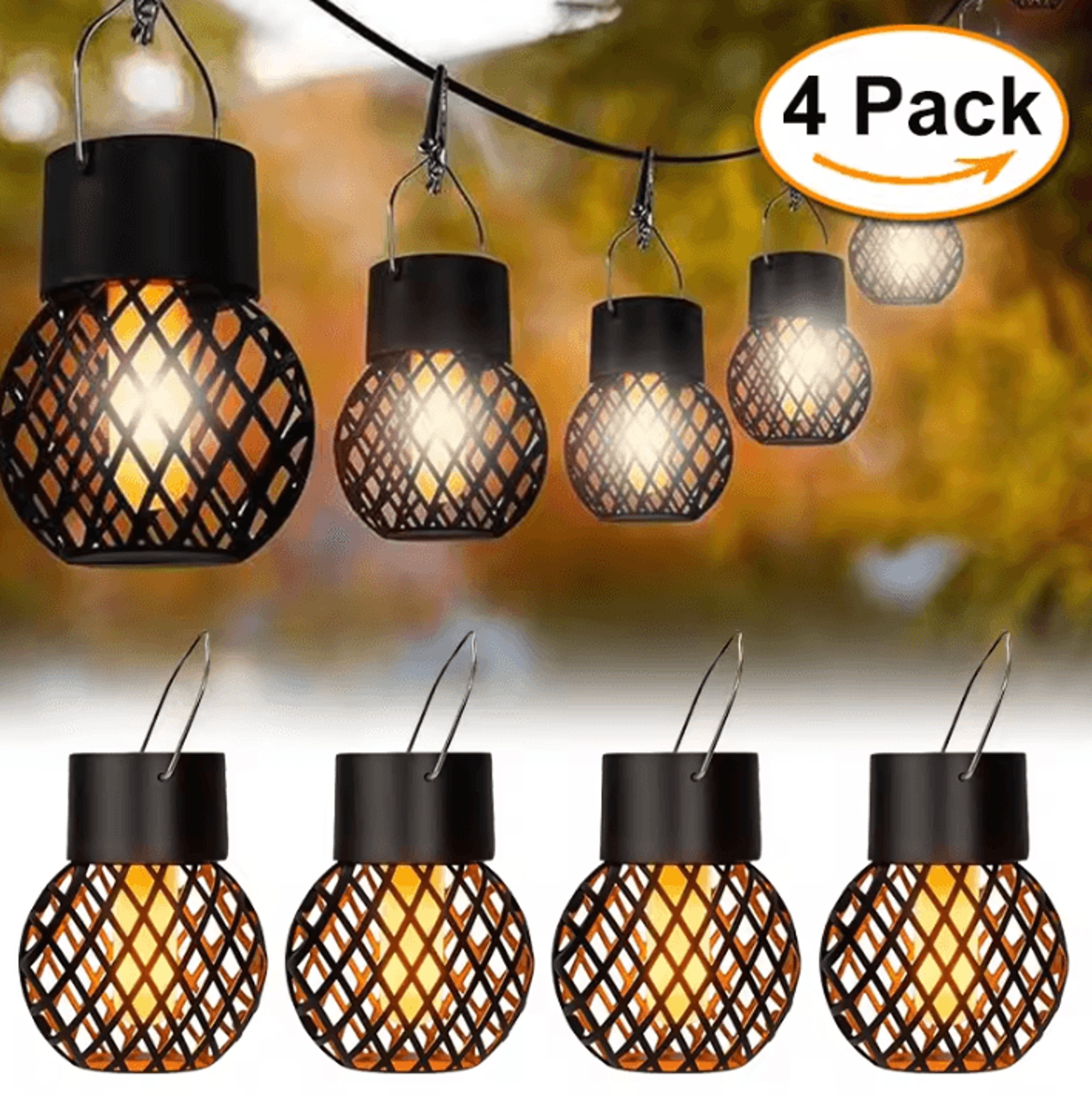 solar flame hanging lantern - ip65 waterproof outdoor garden light