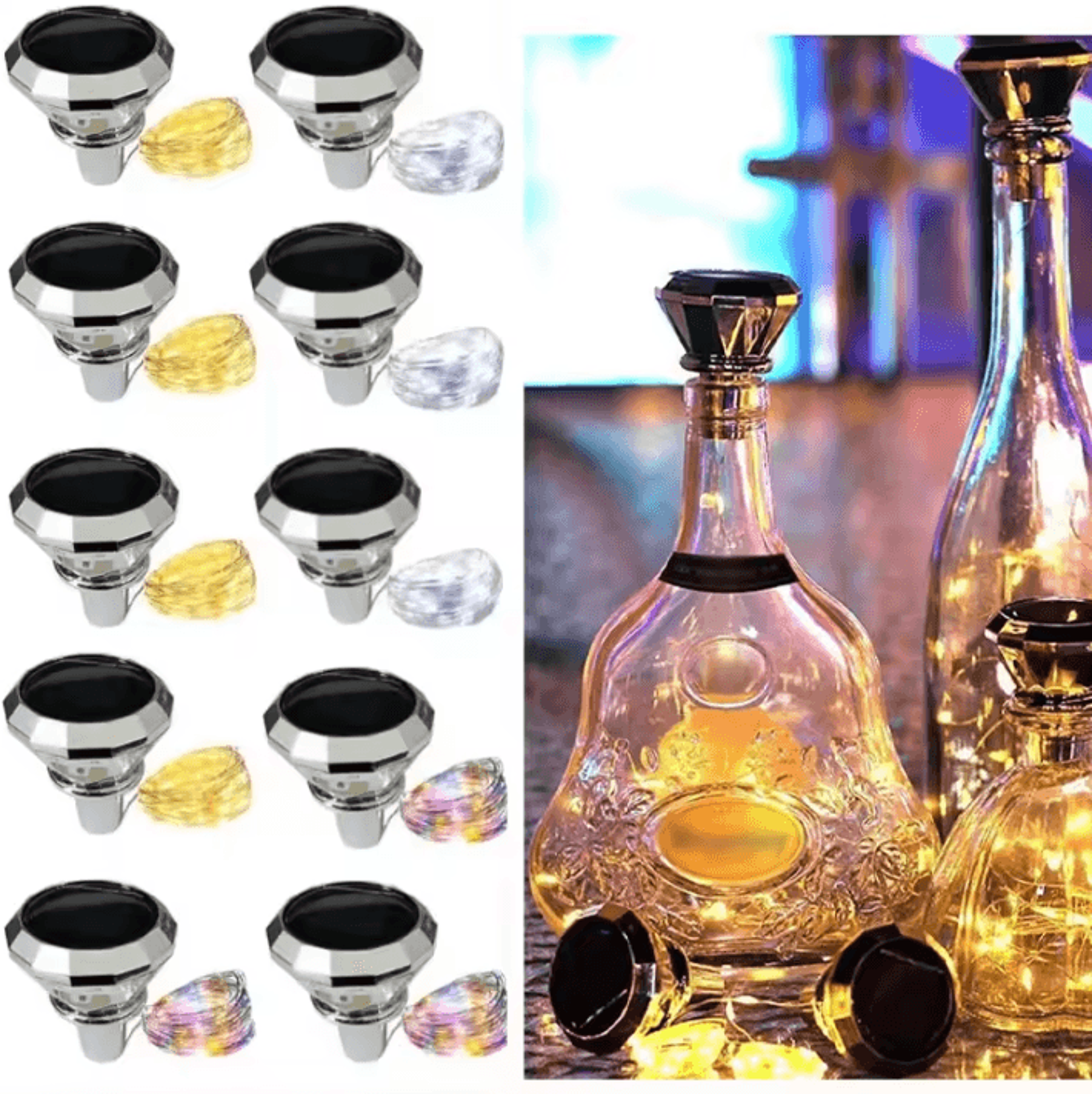 solar wine bottle fairy lights - led cork string lights for weddings & decor