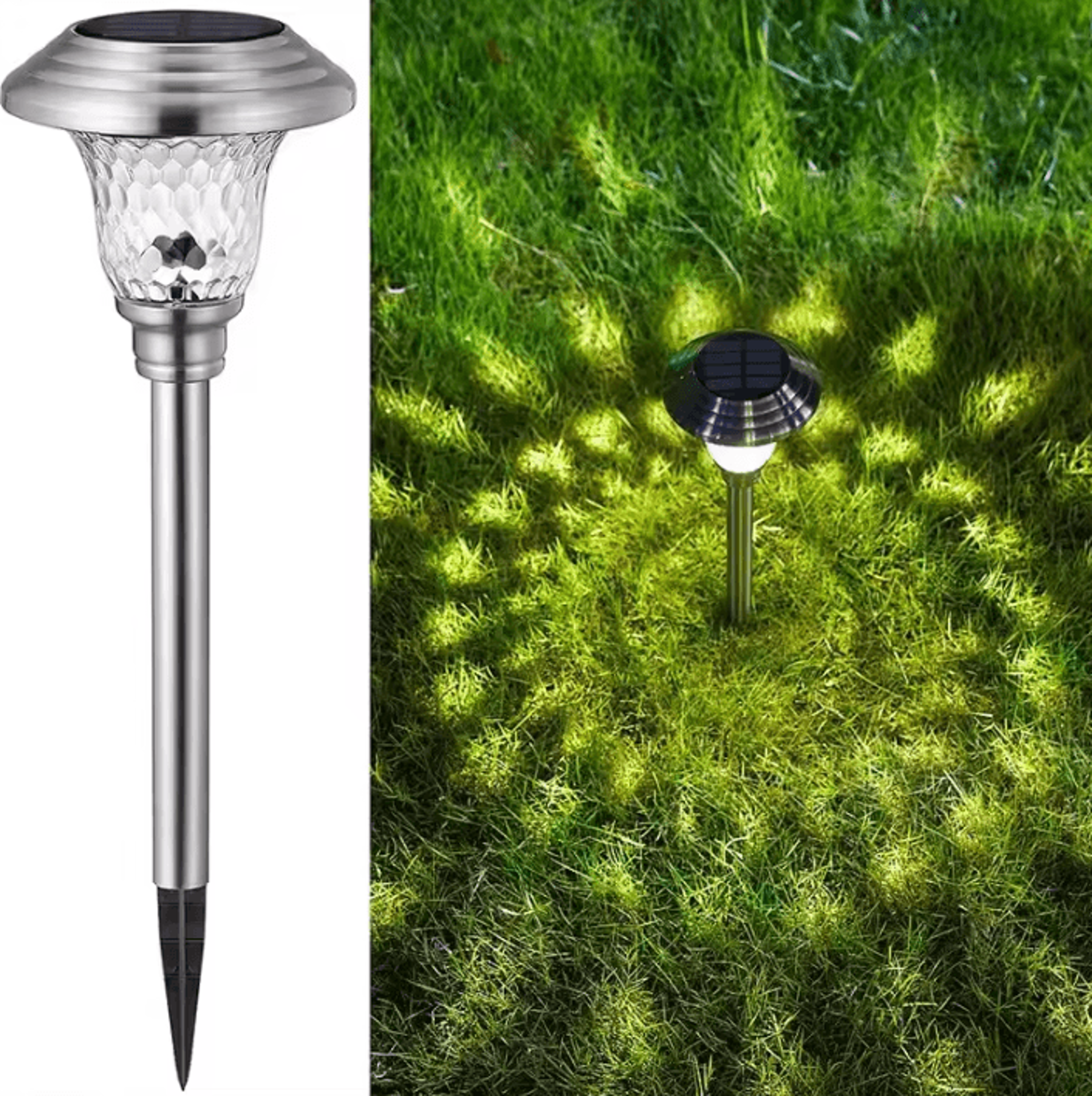 2pc solar ground lights - waterproof led outdoor pathway lamps