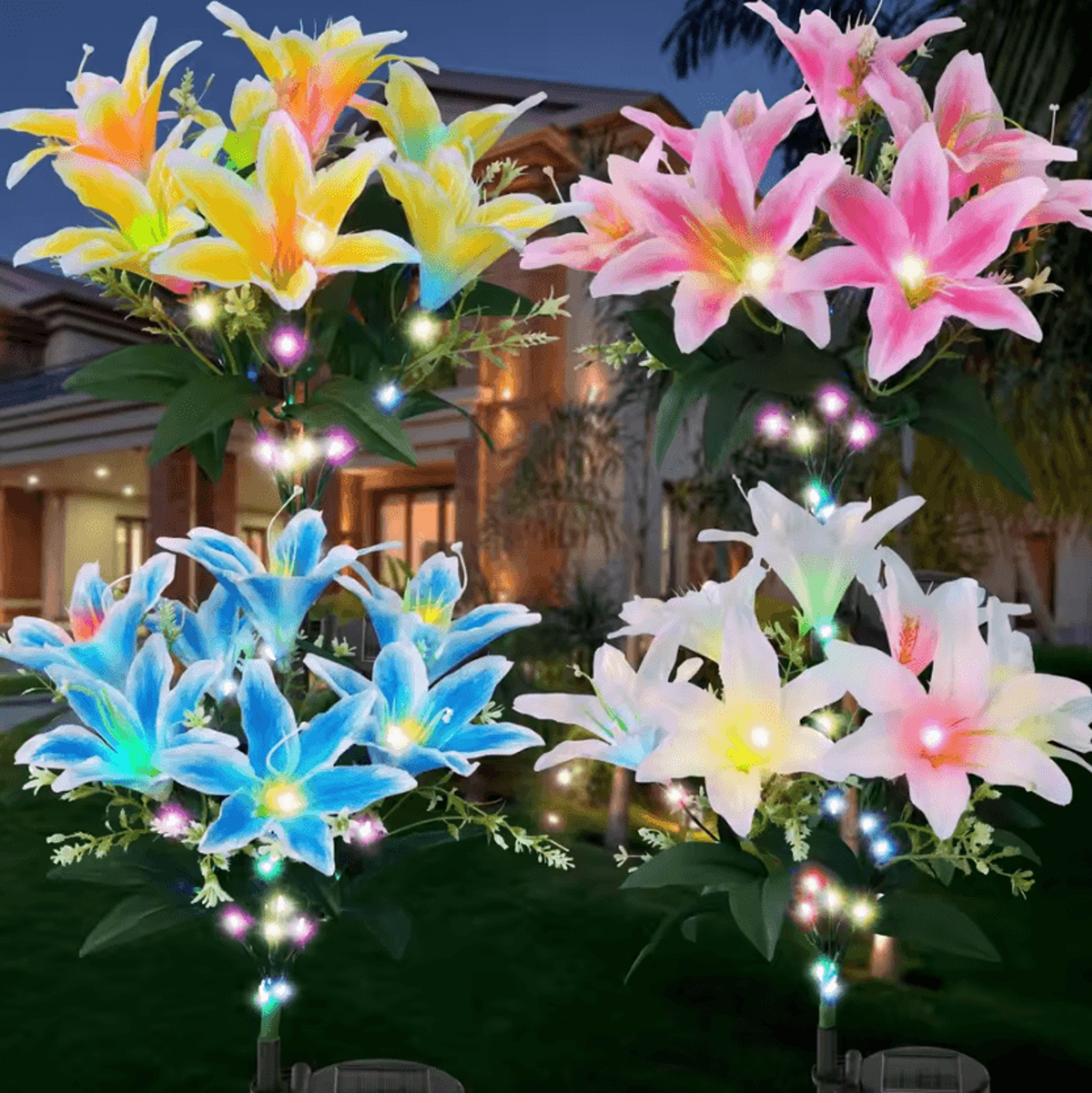 solar lily flower garden light - ip65 waterproof led landscape decor