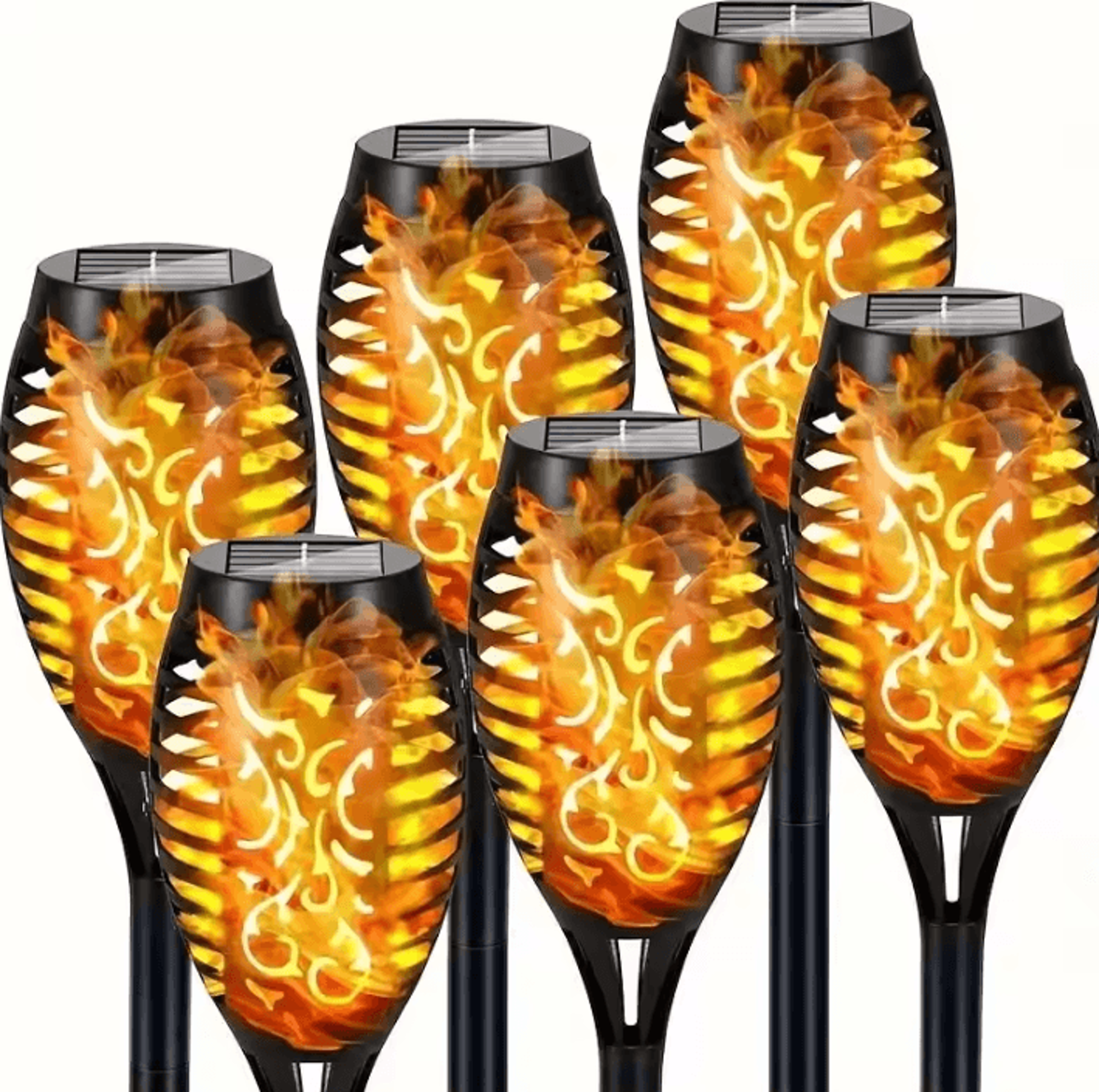12led solar flame torch light - flickering outdoor garden pathway lamp
