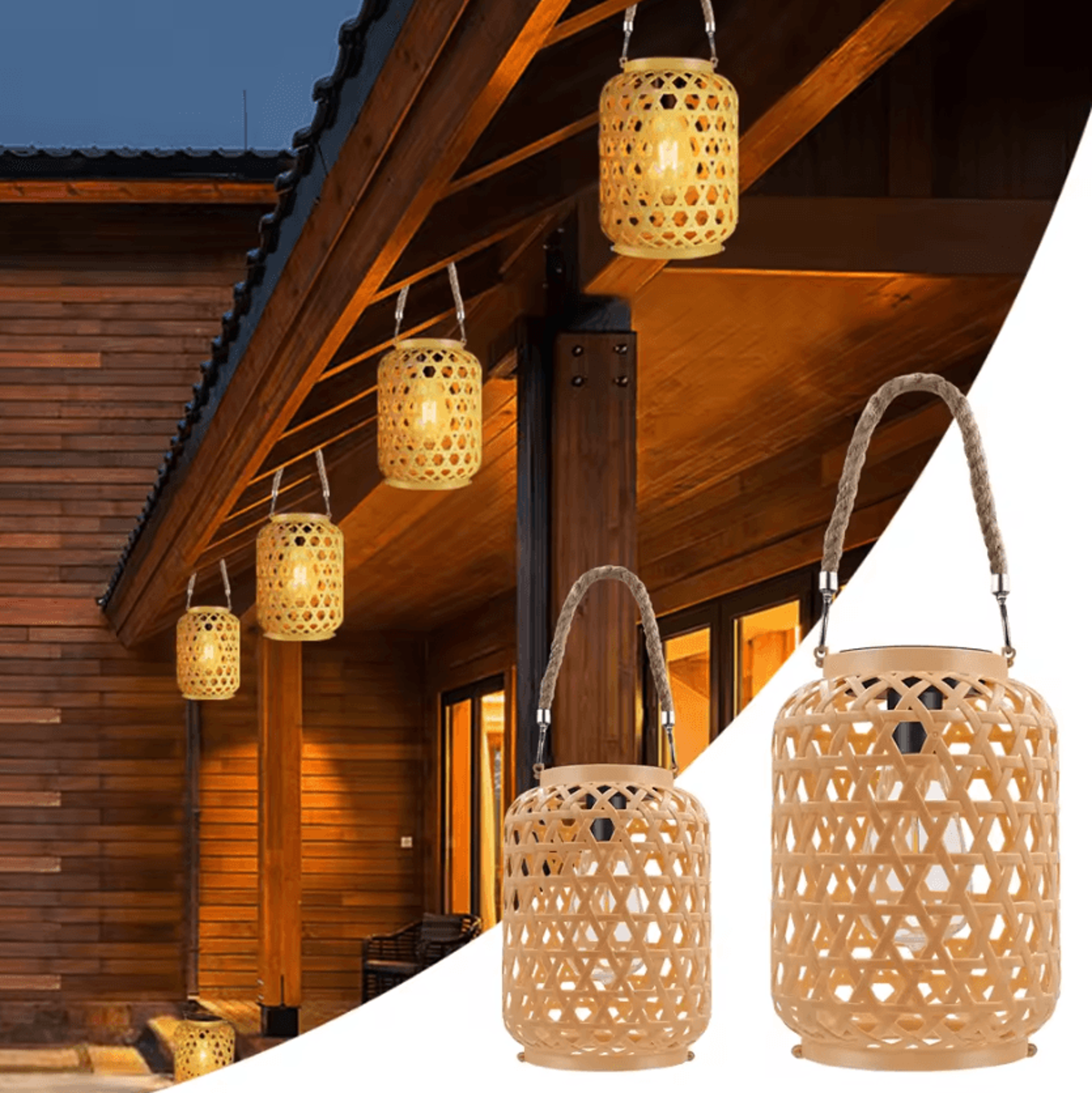 rattan solar lantern - waterproof hanging & tabletop outdoor light