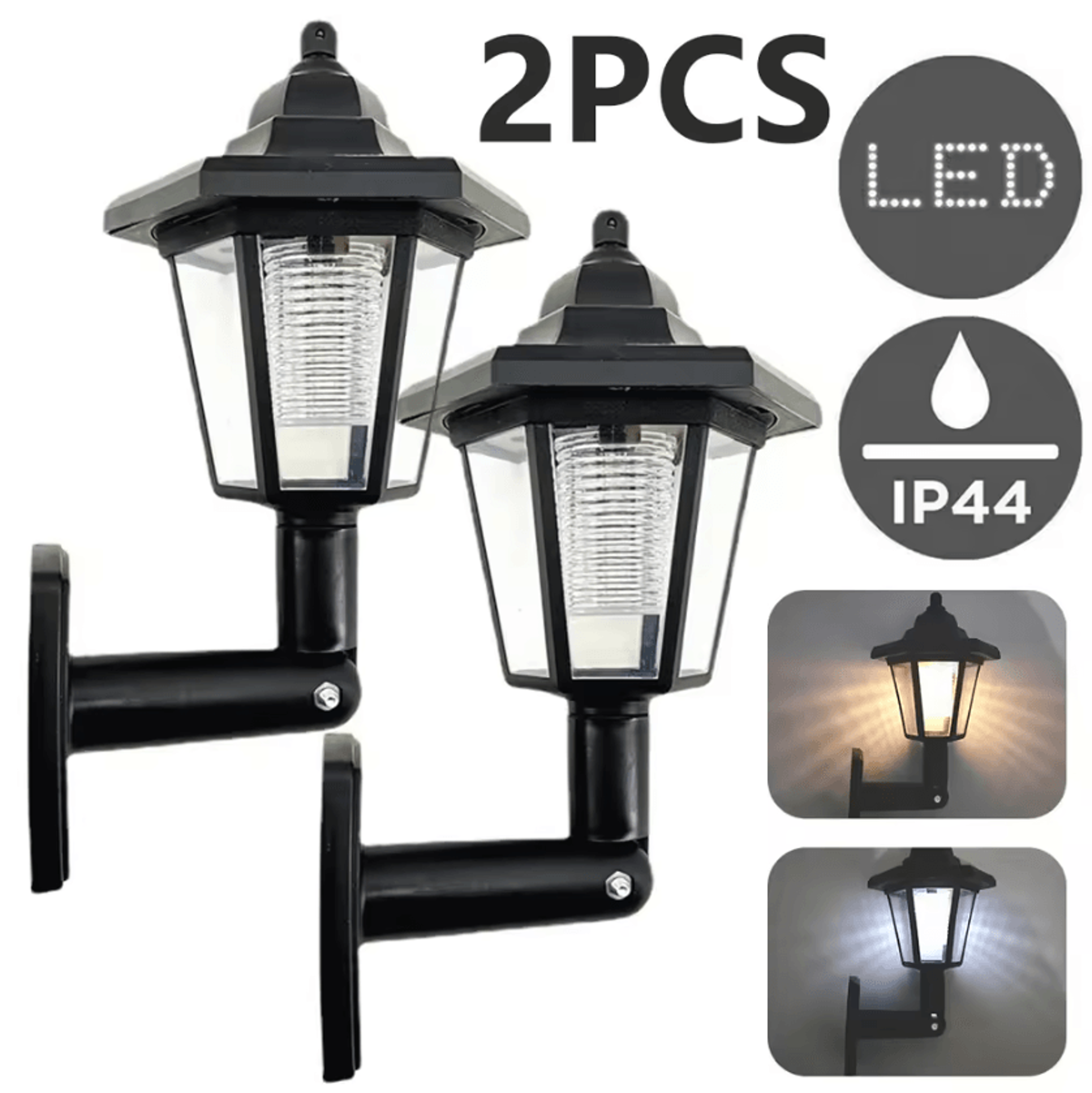 2pc solar wall lights - outdoor garden and balcony accent lamps