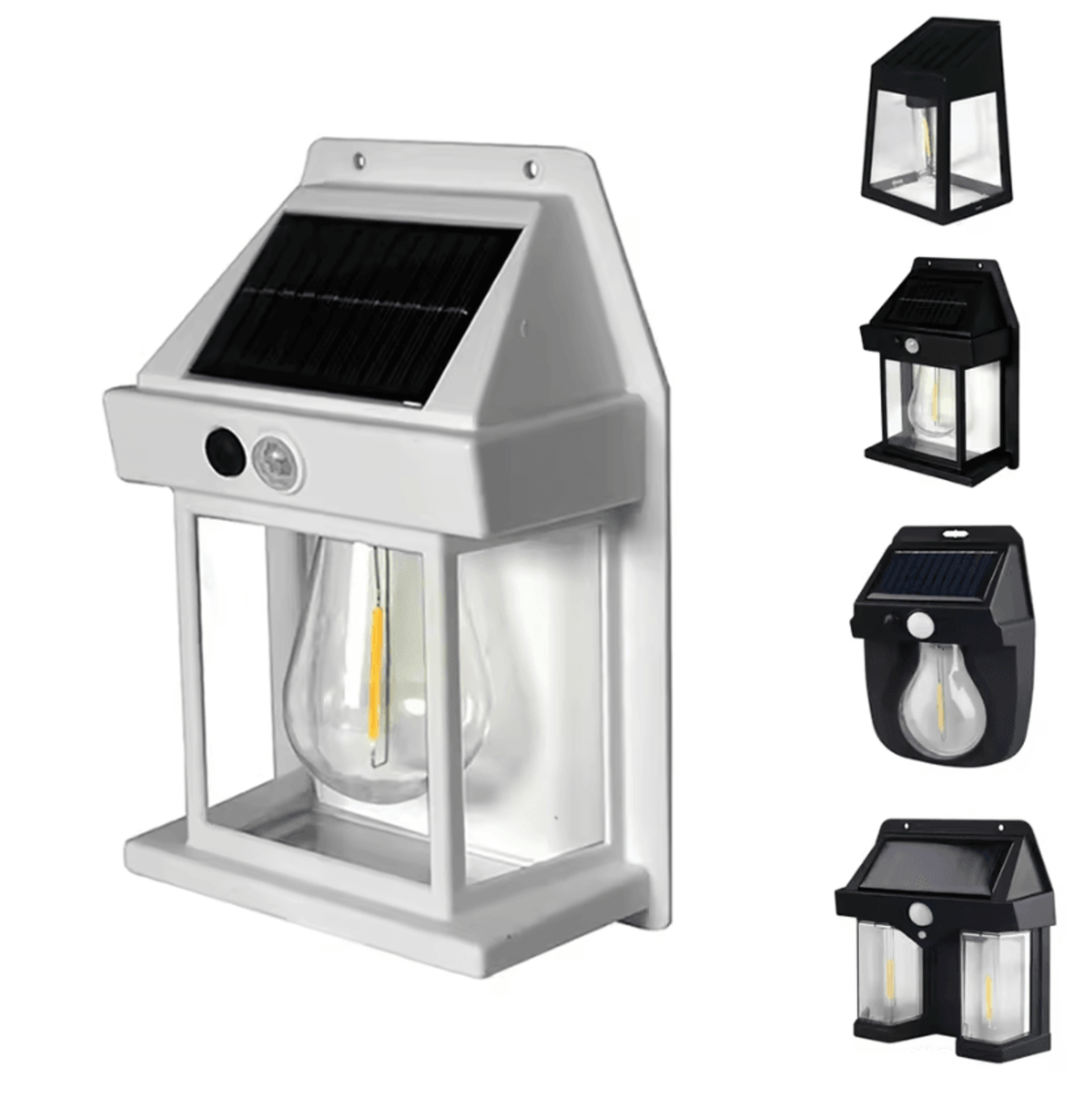solar tungsten motion sensor wall light - 3 mode waterproof outdoor lantern
