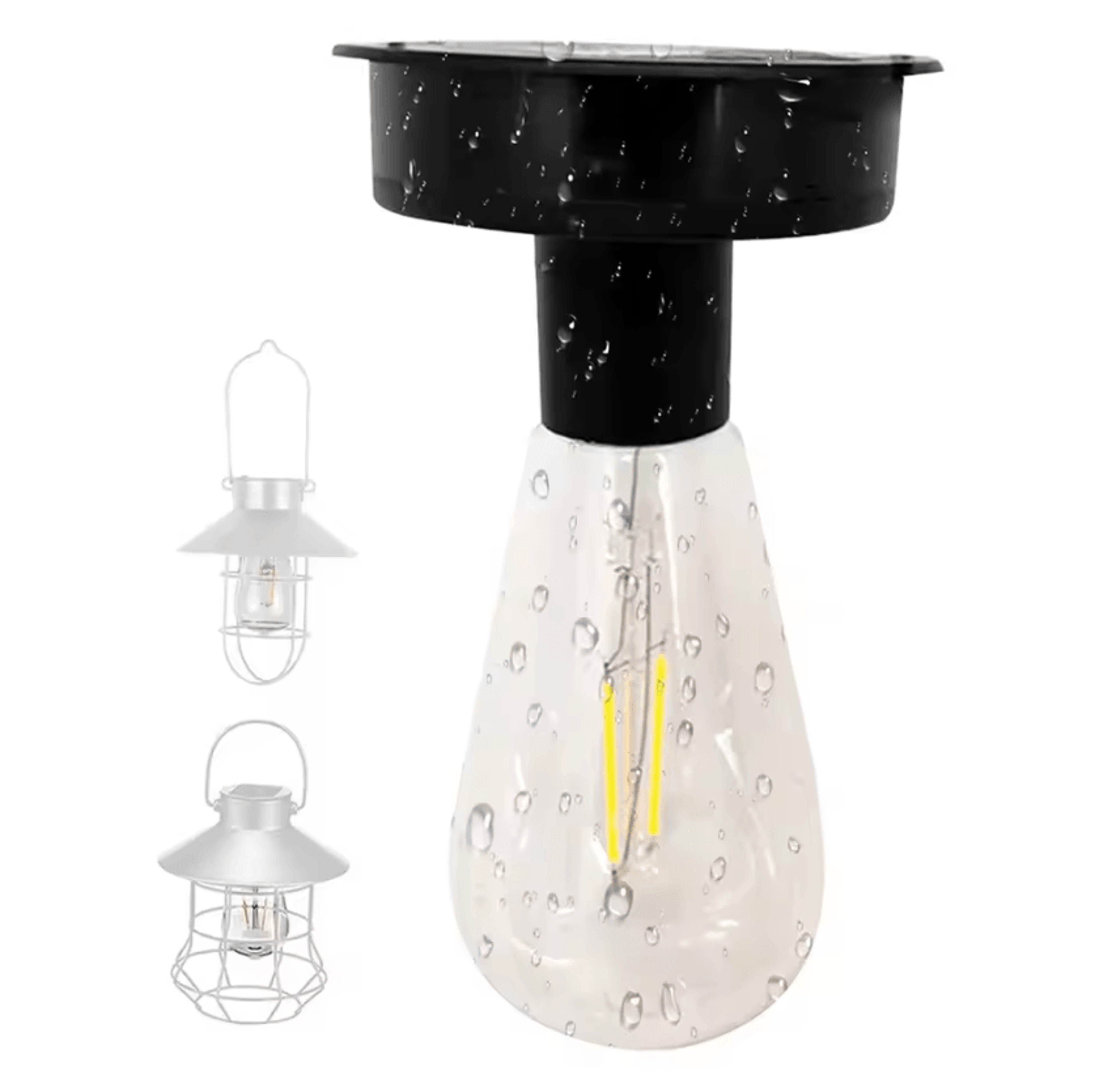 solar lamp base with led bulb - auto on off outdoor replacement light