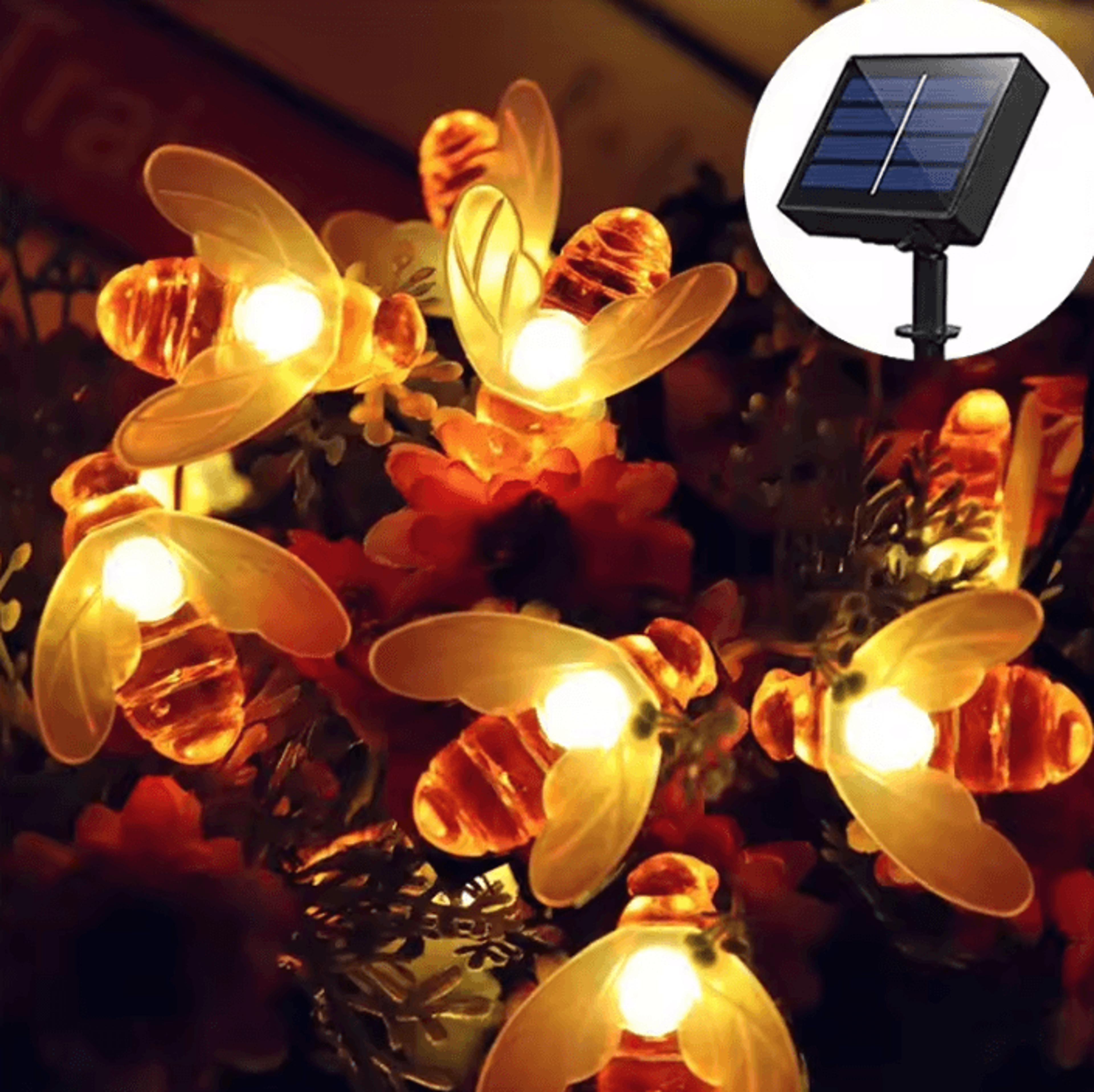 20-100 led solar bee string lights - 8 mode outdoor garden fairy lights