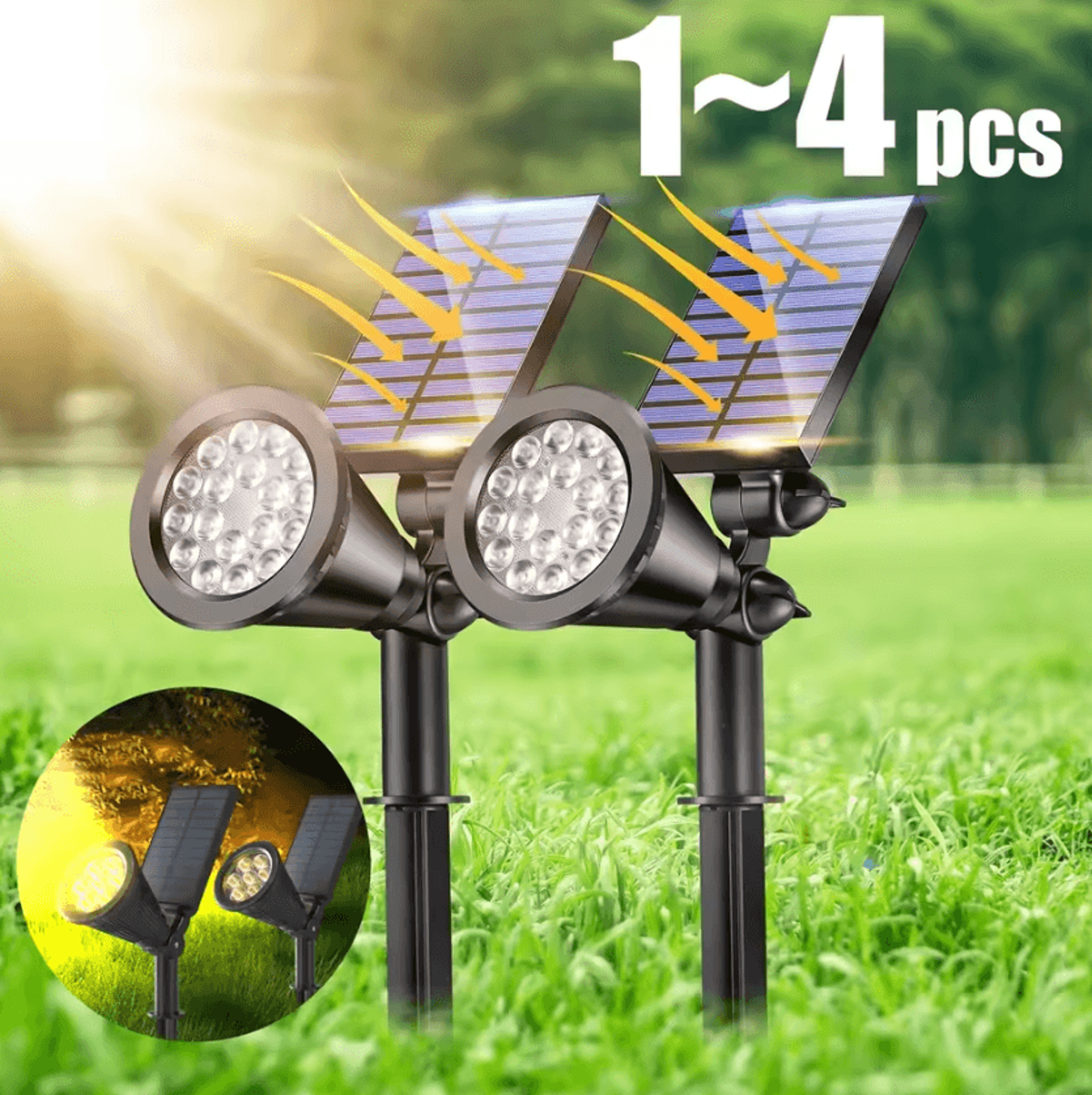 9led rgb solar spotlights - ip65 outdoor garden landscape lights
