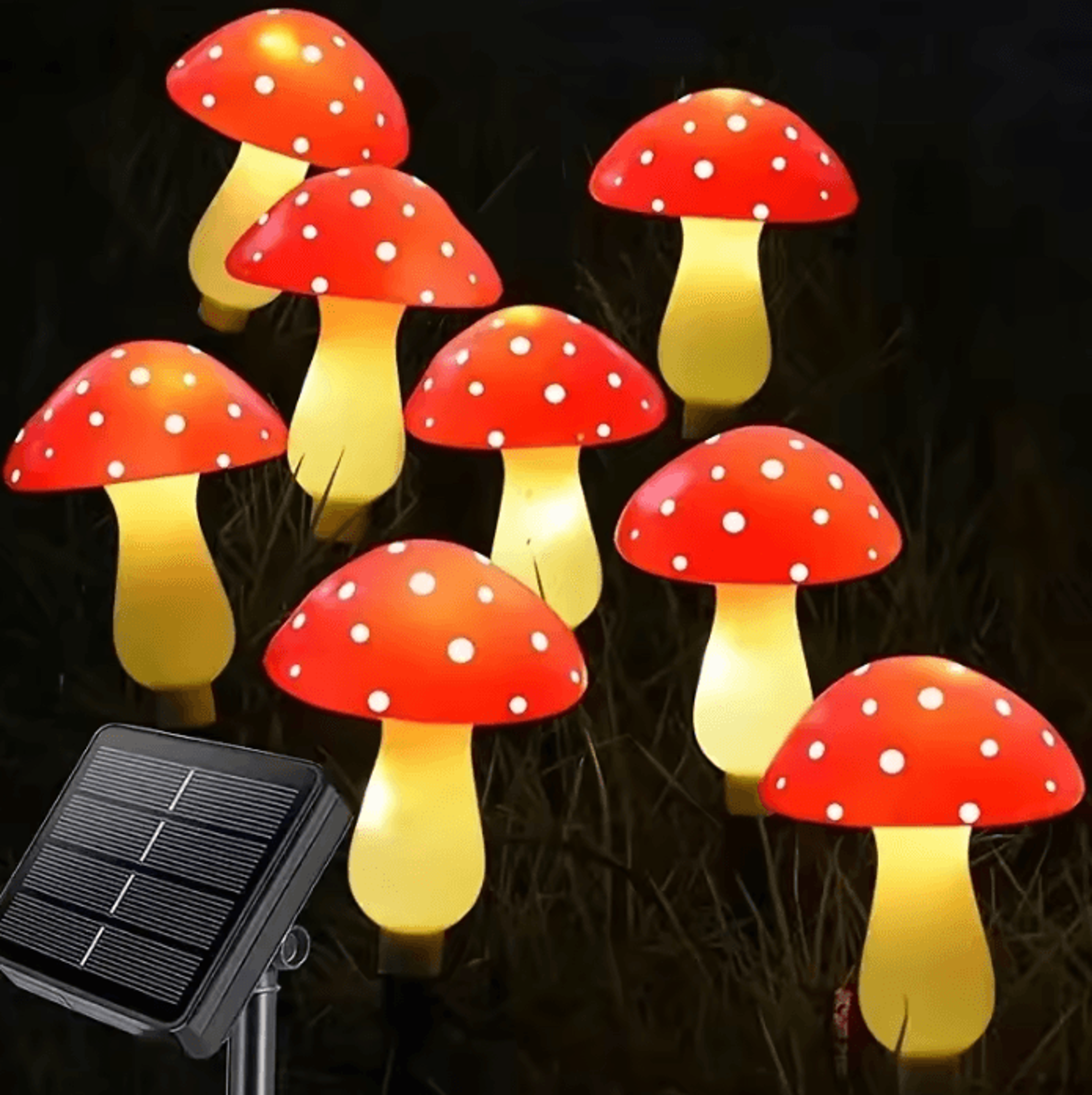 8/12/20 head solar mushroom lights - outdoor garden fairy stake decor