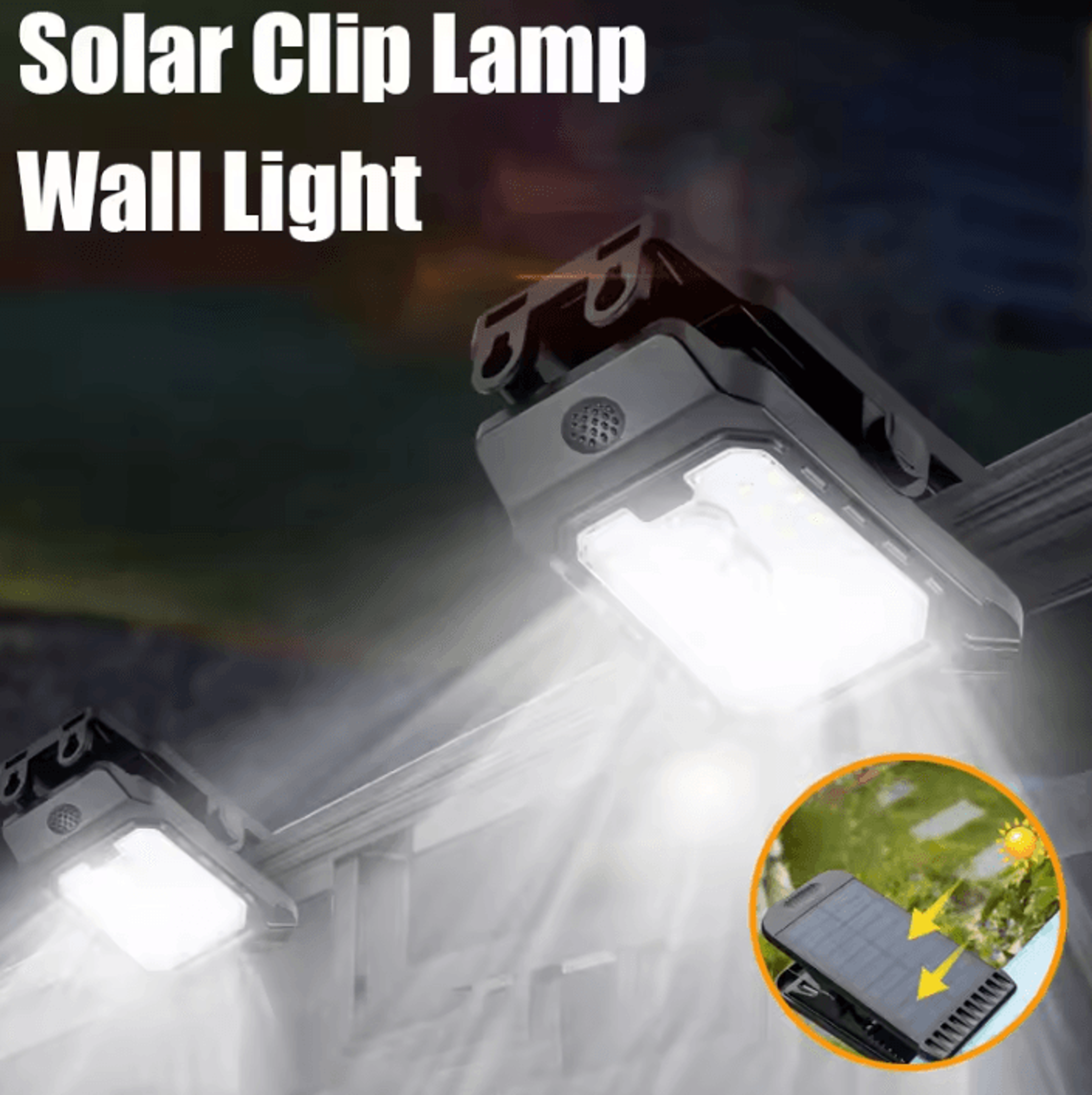 solar clip motion sensor light - 3 mode outdoor camping and garden lamp