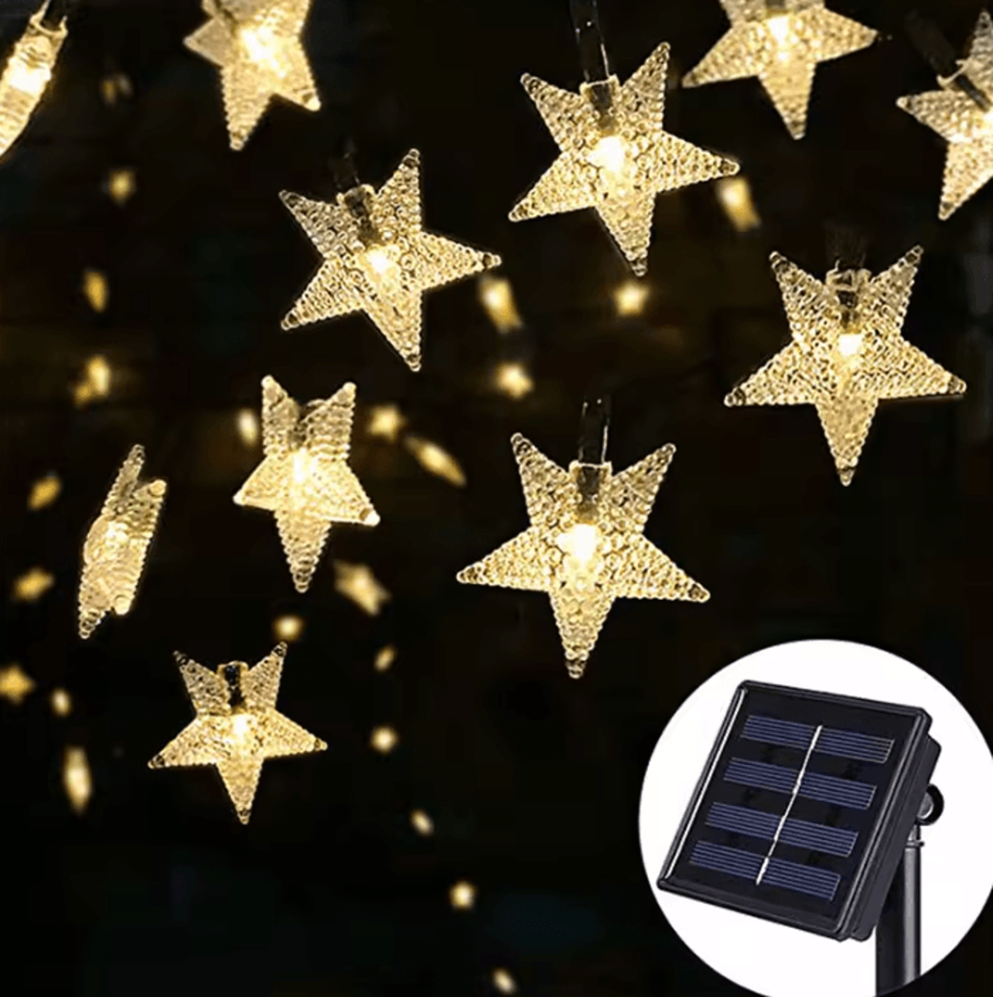 solar star string lights - waterproof 8 mode outdoor fairy lights