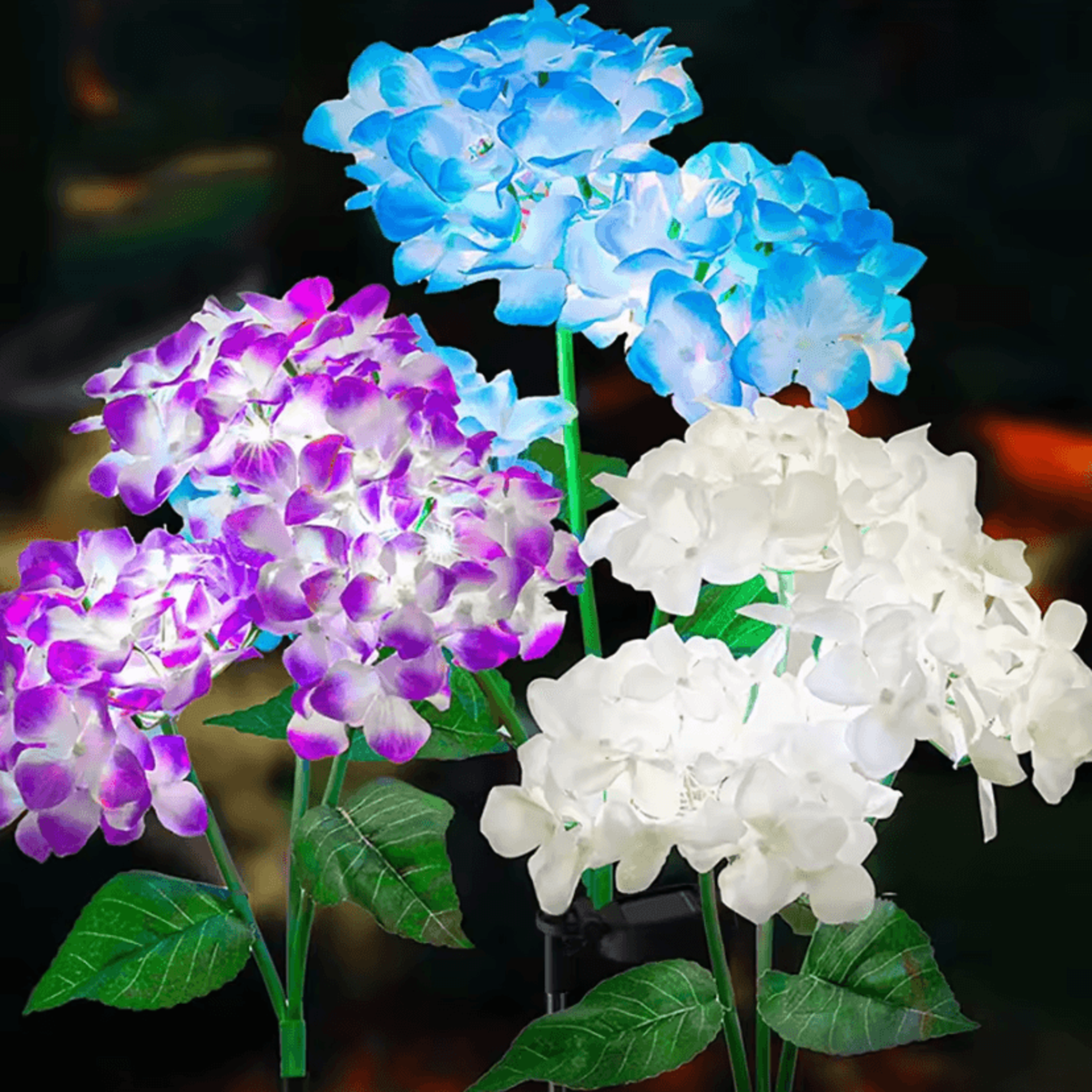solar hydrangea flower light - led outdoor garden stake lamp