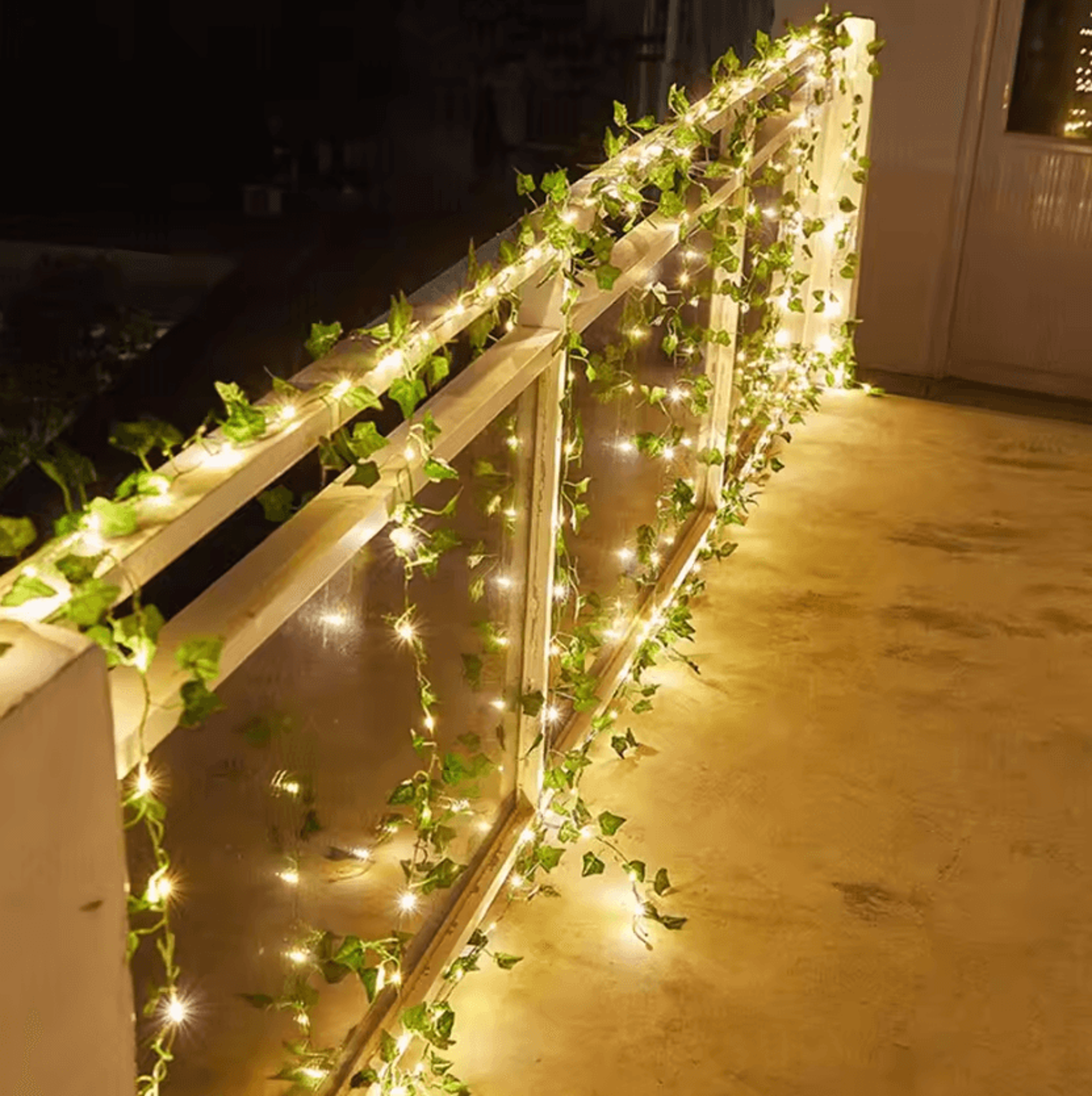 solar leaf flower string lights - outdoor garden garland fairy lights