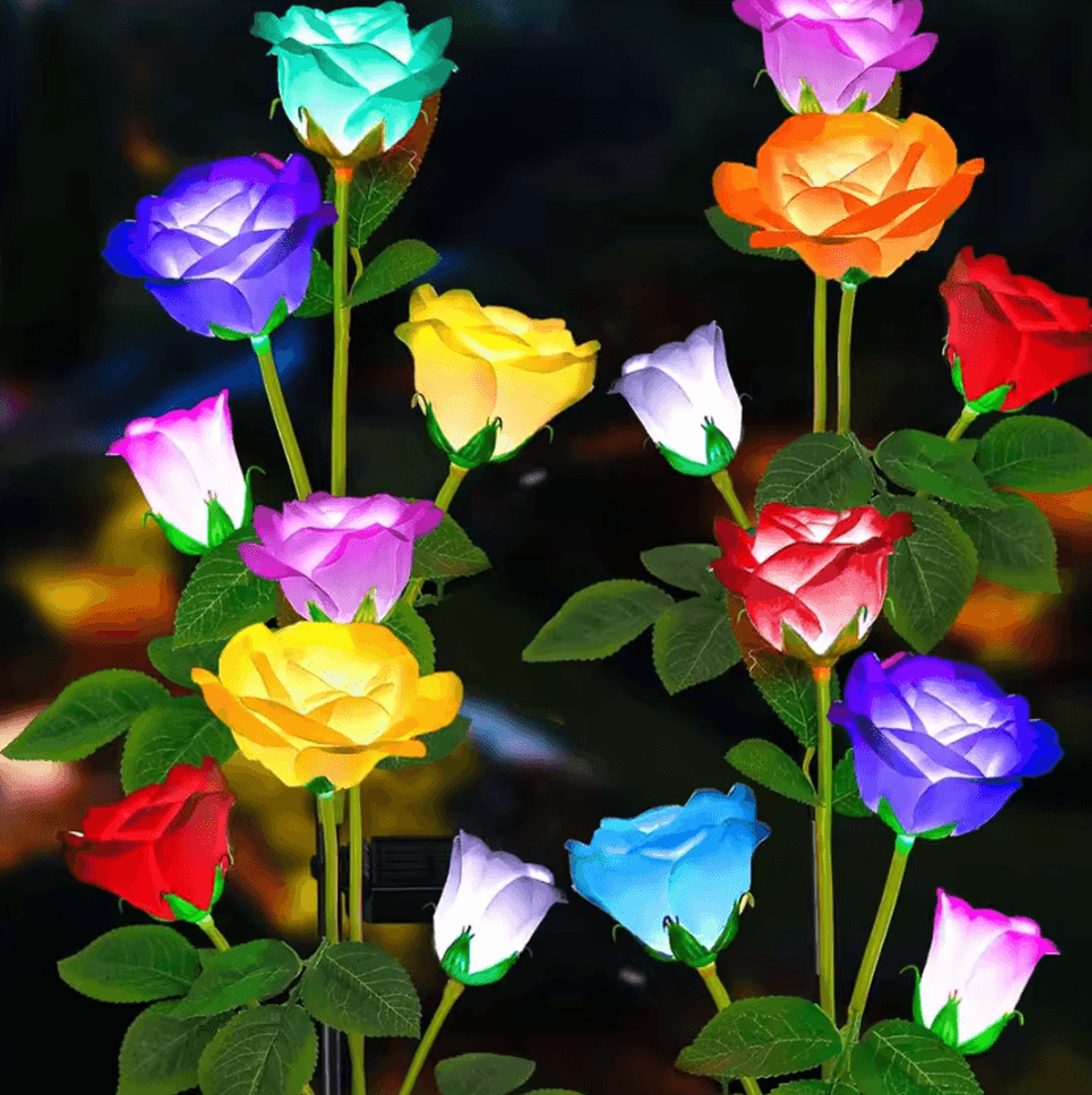 5-head solar rose garden light - waterproof led flower stake lamp