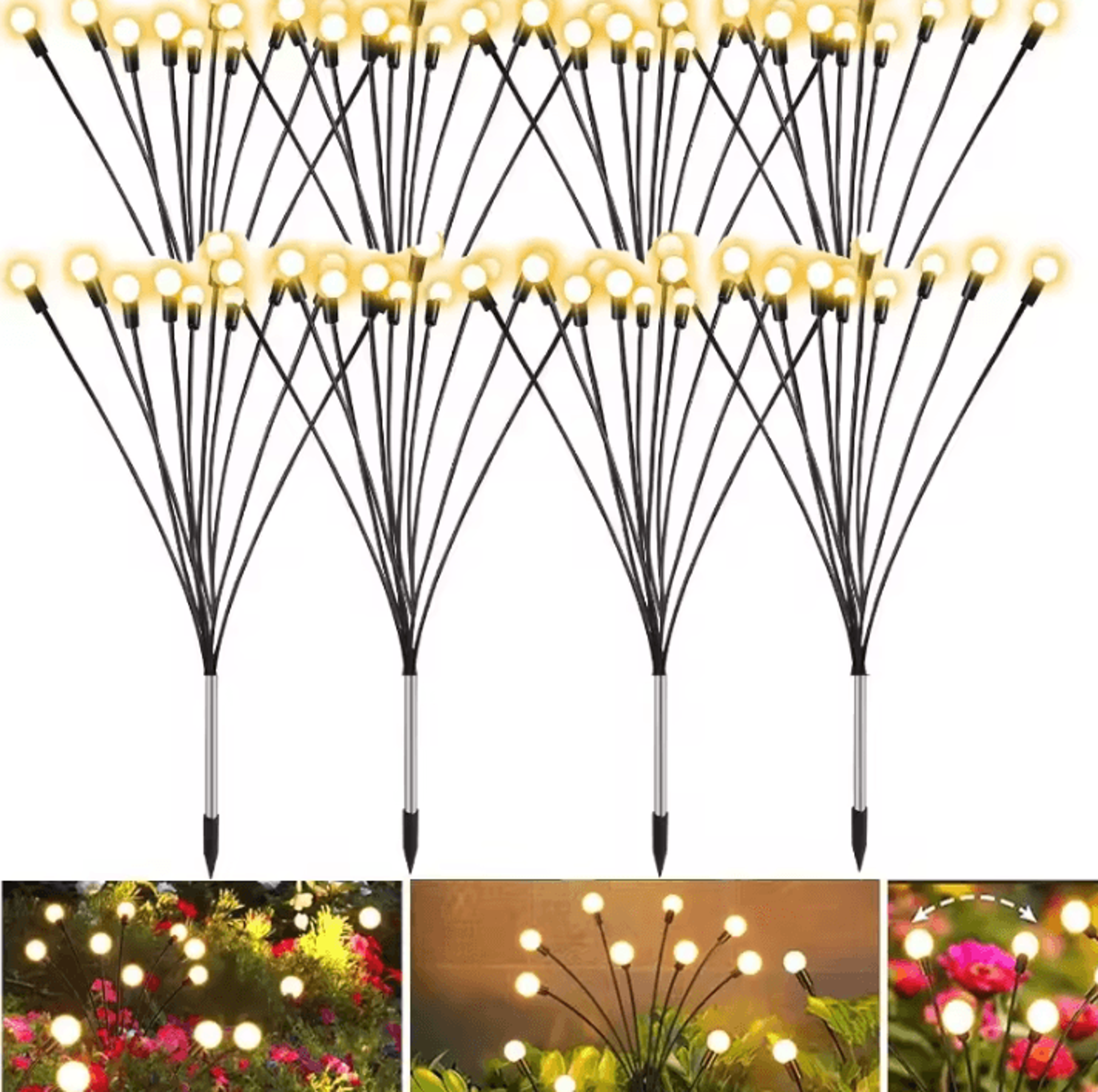 solar firefly garden lights - swaying outdoor solar lawn lights