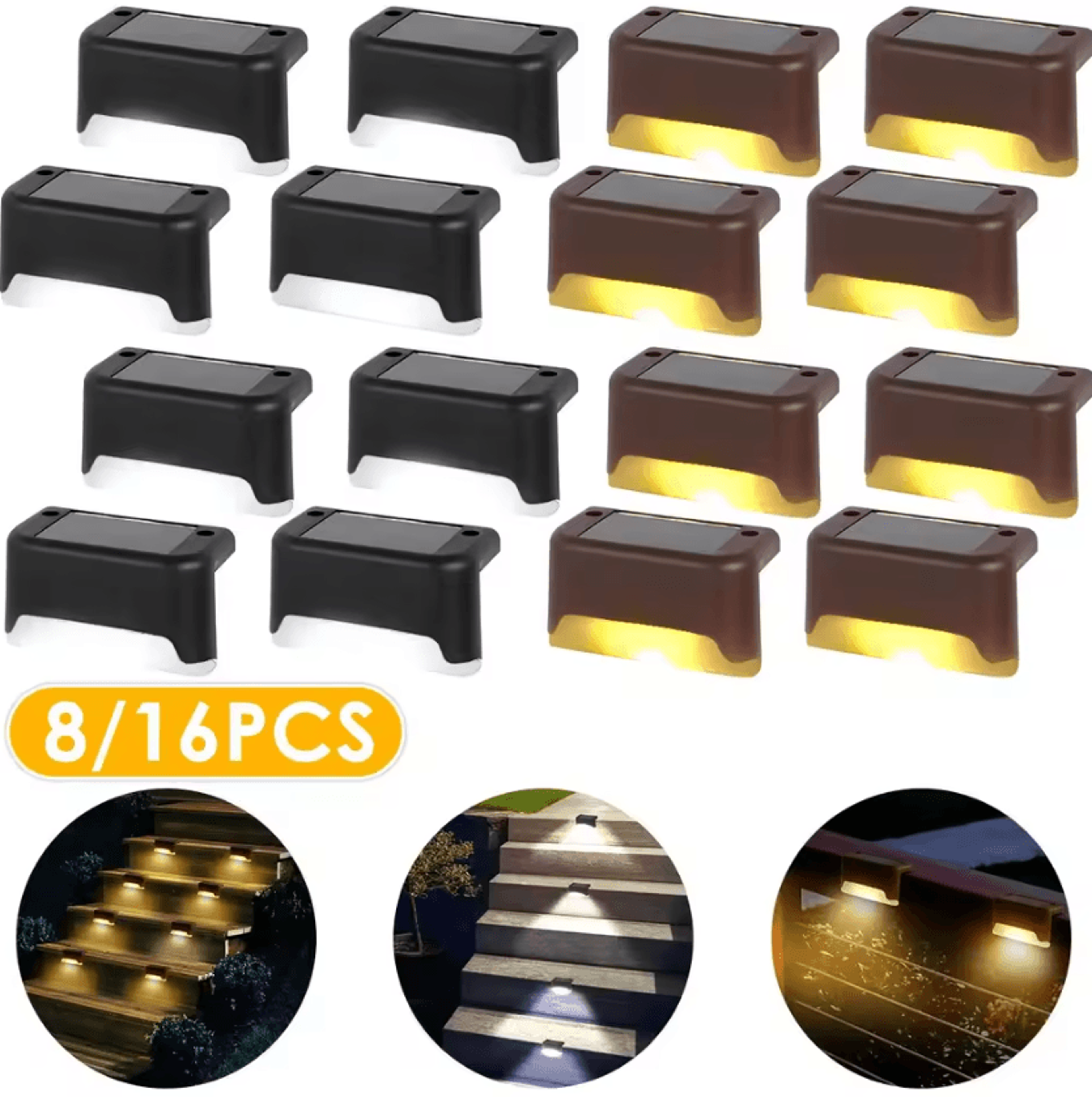 warm white solar step lights - waterproof led stair and fence lights
